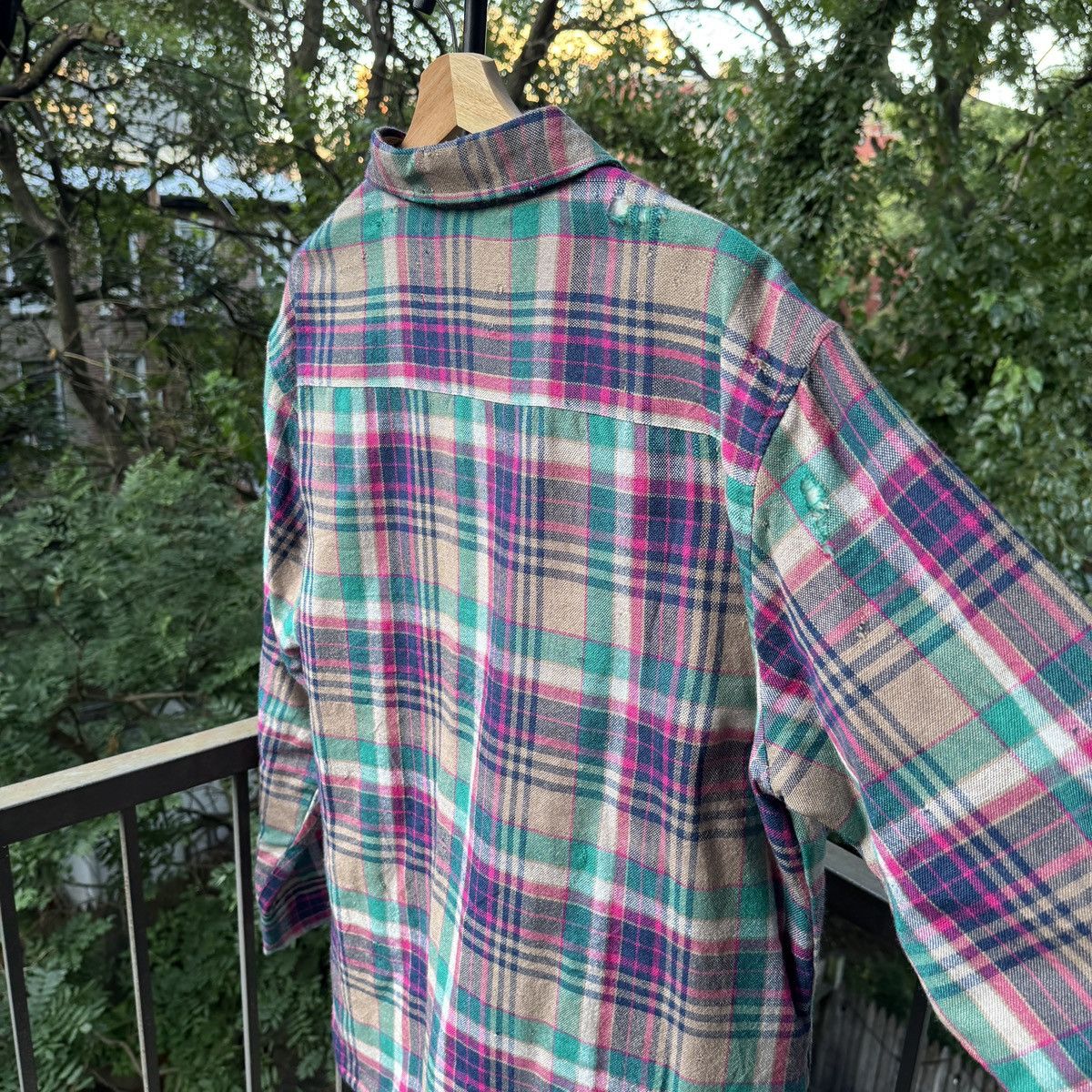 Vintage Thrashed Faded Distressed Flannel Shirt ERD Grunge Chrome Size US L / EU 52-54 / 3 - 4 Thumbnail