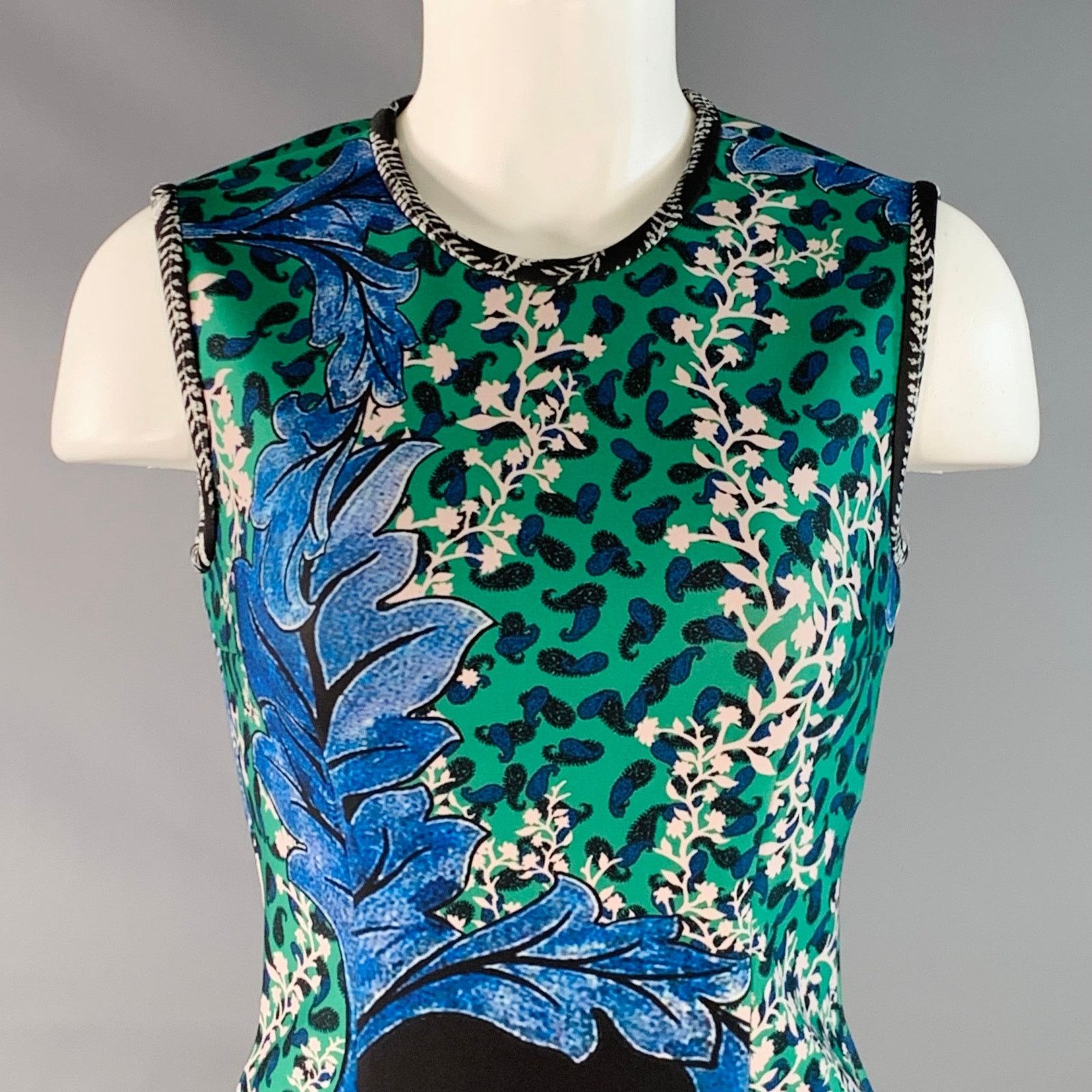 Yigal Azrouel Size 6 Black Green Blue Polyester Blend Cocktail Dress Size M / US 6-8 / IT 42-44 - 2 Thumbnail