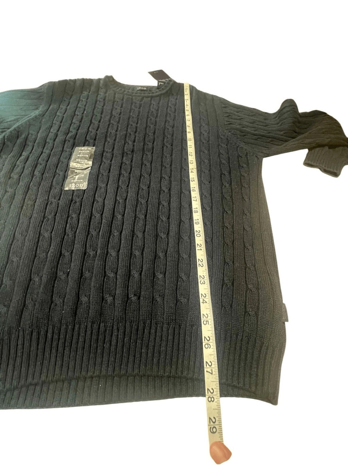 Izod Izod Mens Cable Knit Cotton Sweater Navy Sz M NWT Size US M / EU 48-50 / 2 - 5 Thumbnail