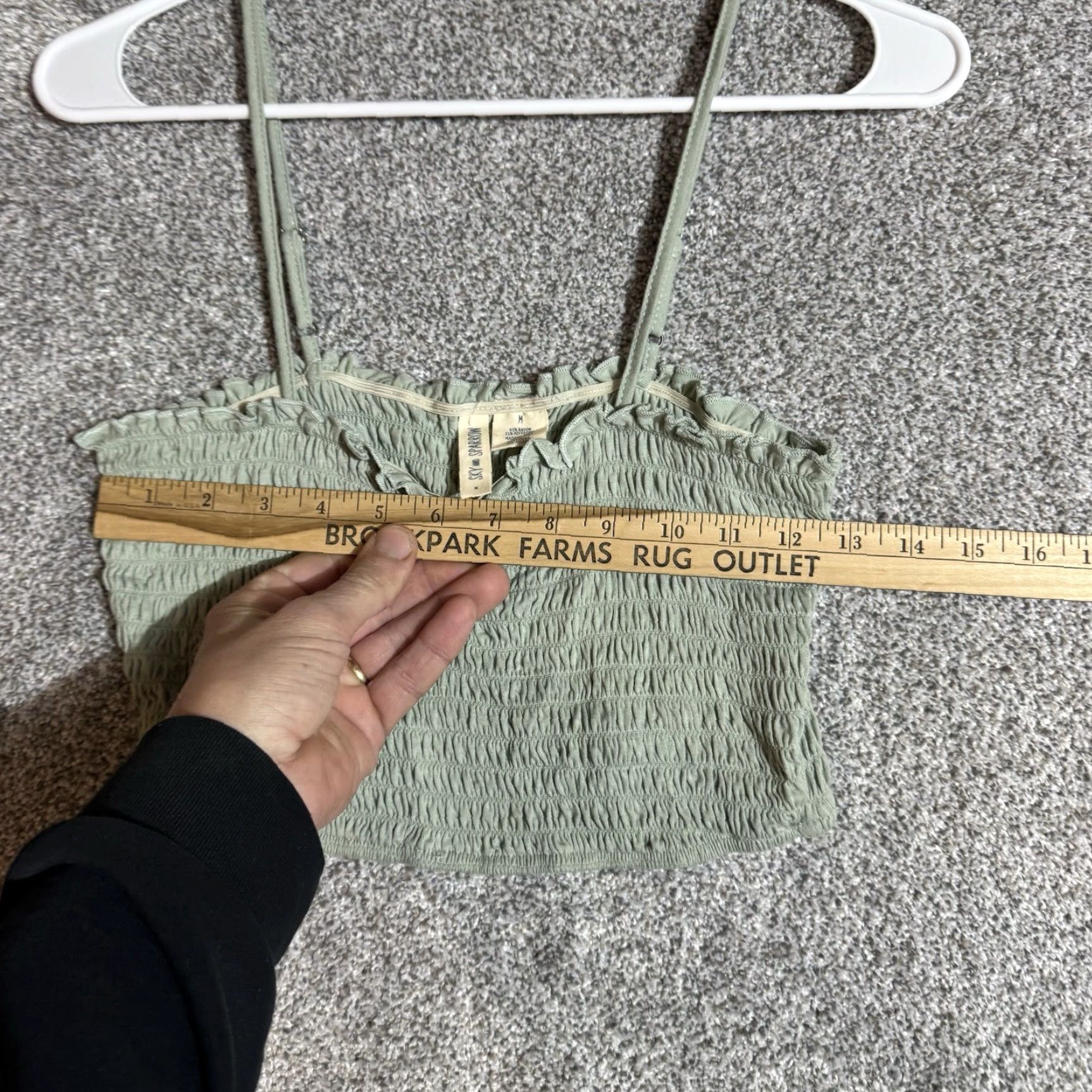 Vintage Sky and Sparrow Smocked Cropped Top Women M Green Tank Bohemian Fairy Coquette Y2K Inspired Size M / US 6-8 / IT 42-44 - 2 Thumbnail