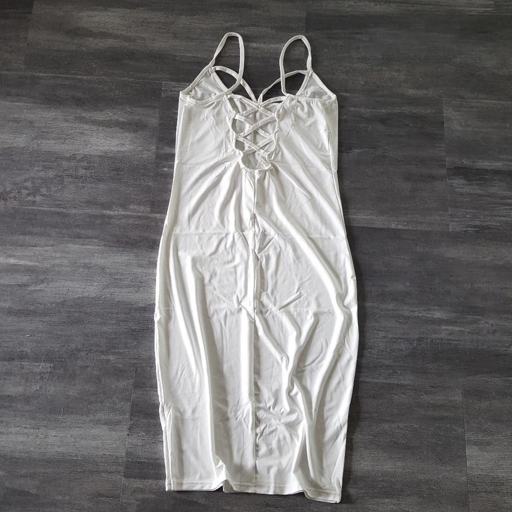 Designer White Laced Up Back Midi Size M / US 6-8 / IT 42-44 - 4 Thumbnail