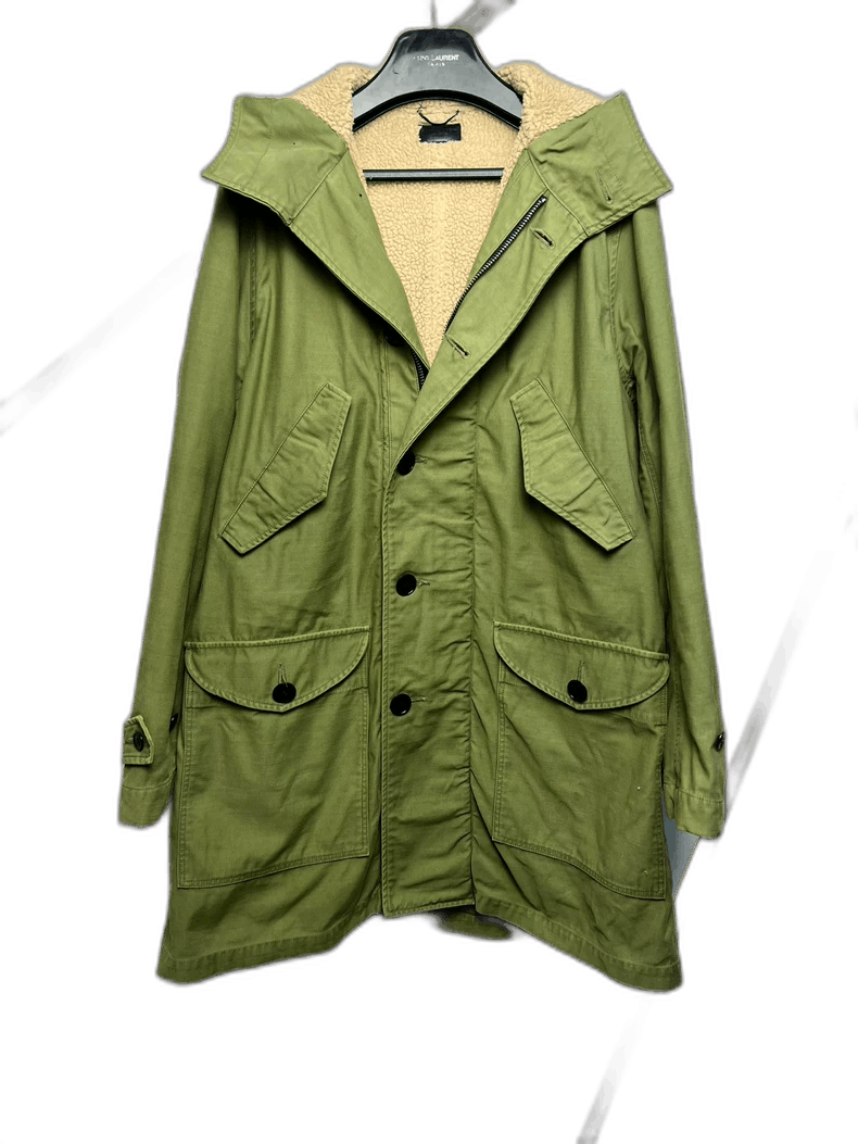 Saint Laurent Paris Saint Laurent Green Hooded Coat with Shearling-2507 Size US M / EU 48-50 / 2 - 6 Thumbnail