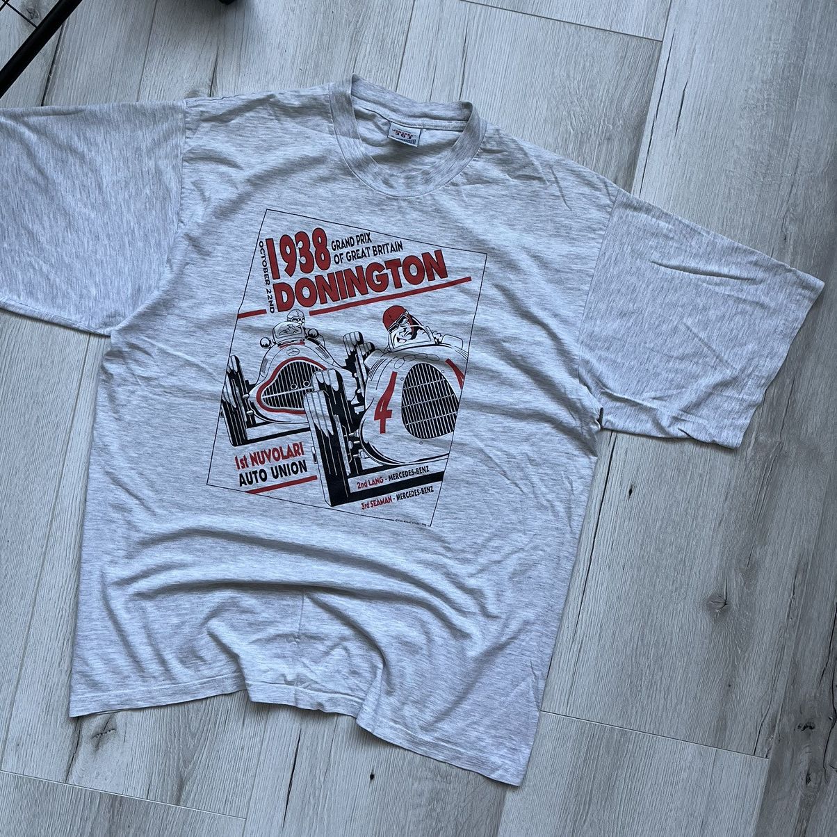 Vintage Vintage 90s Donington 1938 Grand Prix of GB Racing T Shirt Size US XL / EU 56 / 4 - 2 Thumbnail
