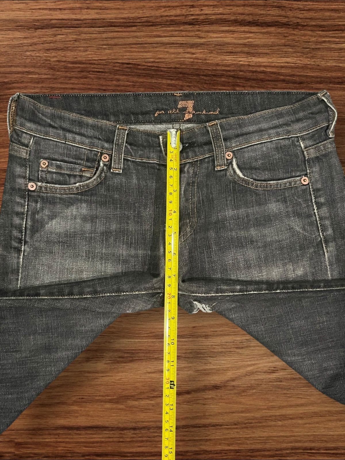 7 For All Mankind 7 For All Mankind Black Faded Washed Distressed Flare Jeans Size 29" - 15 Thumbnail