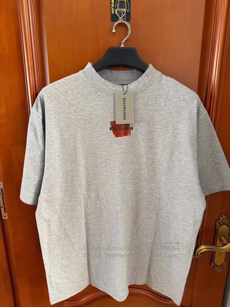 Balenciaga Balenciaga Grey New Tape Letter Short Sleeve Size US S / EU 44-46 / 1 - 1 Thumbnail