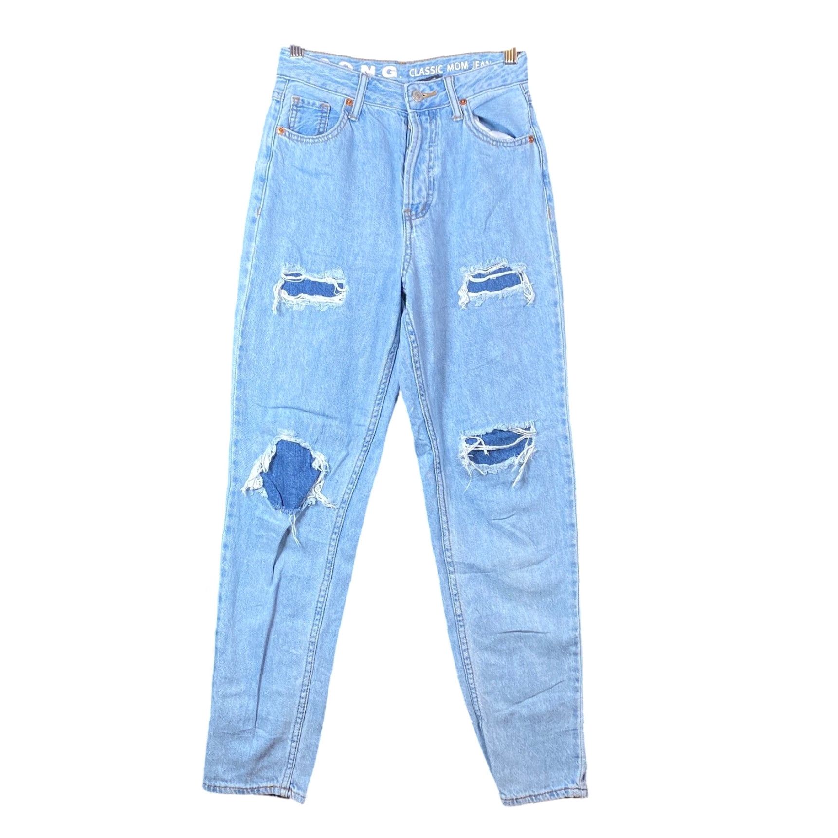 Denime VINTAGE S.O.N.G Womens Jeans Blue Denim Classic Mom Jean Distressed Destroyed 1/25 5-Pocket High Rise Relaxed Fit Womens Jeans Size 42" / US 20 - 2 Thumbnail