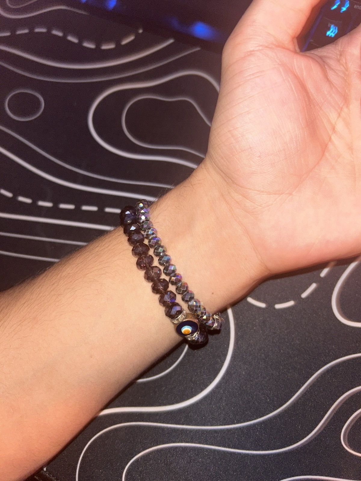 Vintage Purple studded bead evil eye catcher bracelet Size ONE SIZE - 2 Thumbnail