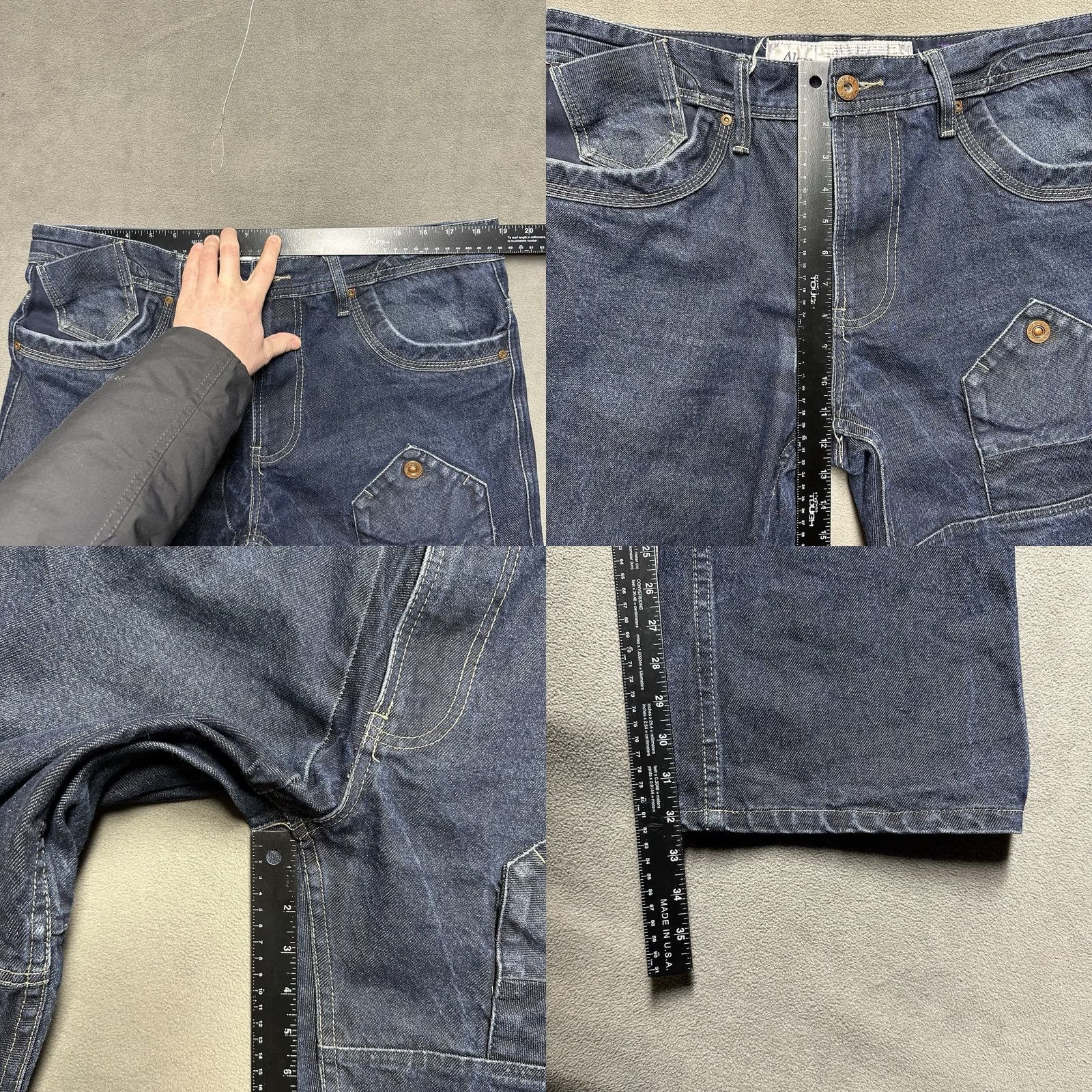 Denime Akoo Jeans Mens 38 (38x32.5) Blue Denim Carpenter Hammer Loop Streetwear Y2K GUC Size US 38 / EU 54 - 9 Thumbnail