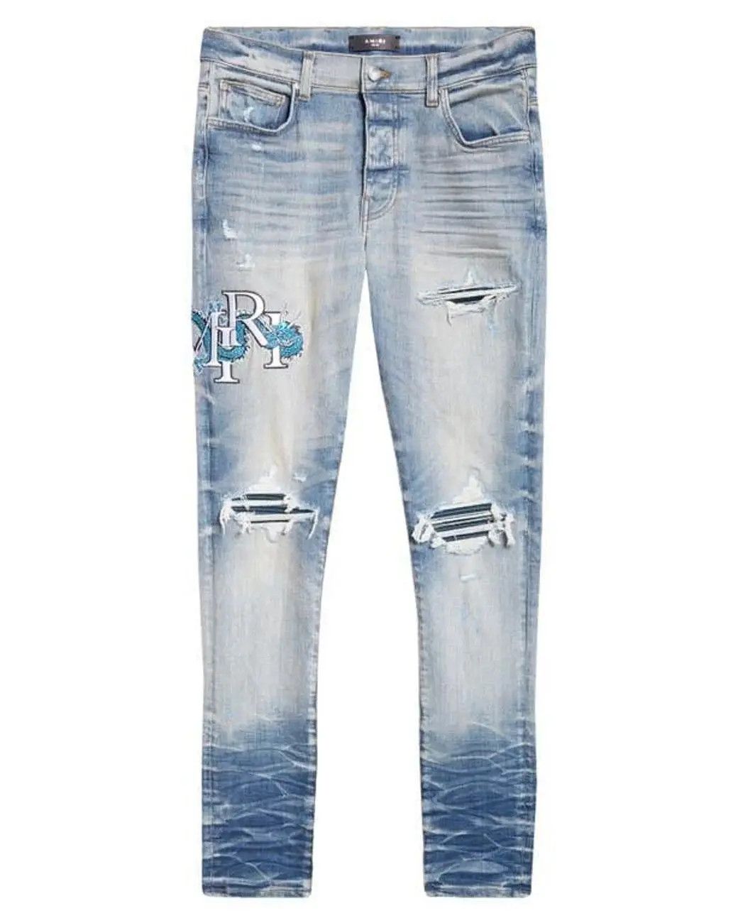 Amiri oc11z0225 Dragon Logo Jeans in Light Blue Size US 40 / EU 56 - 1 Thumbnail