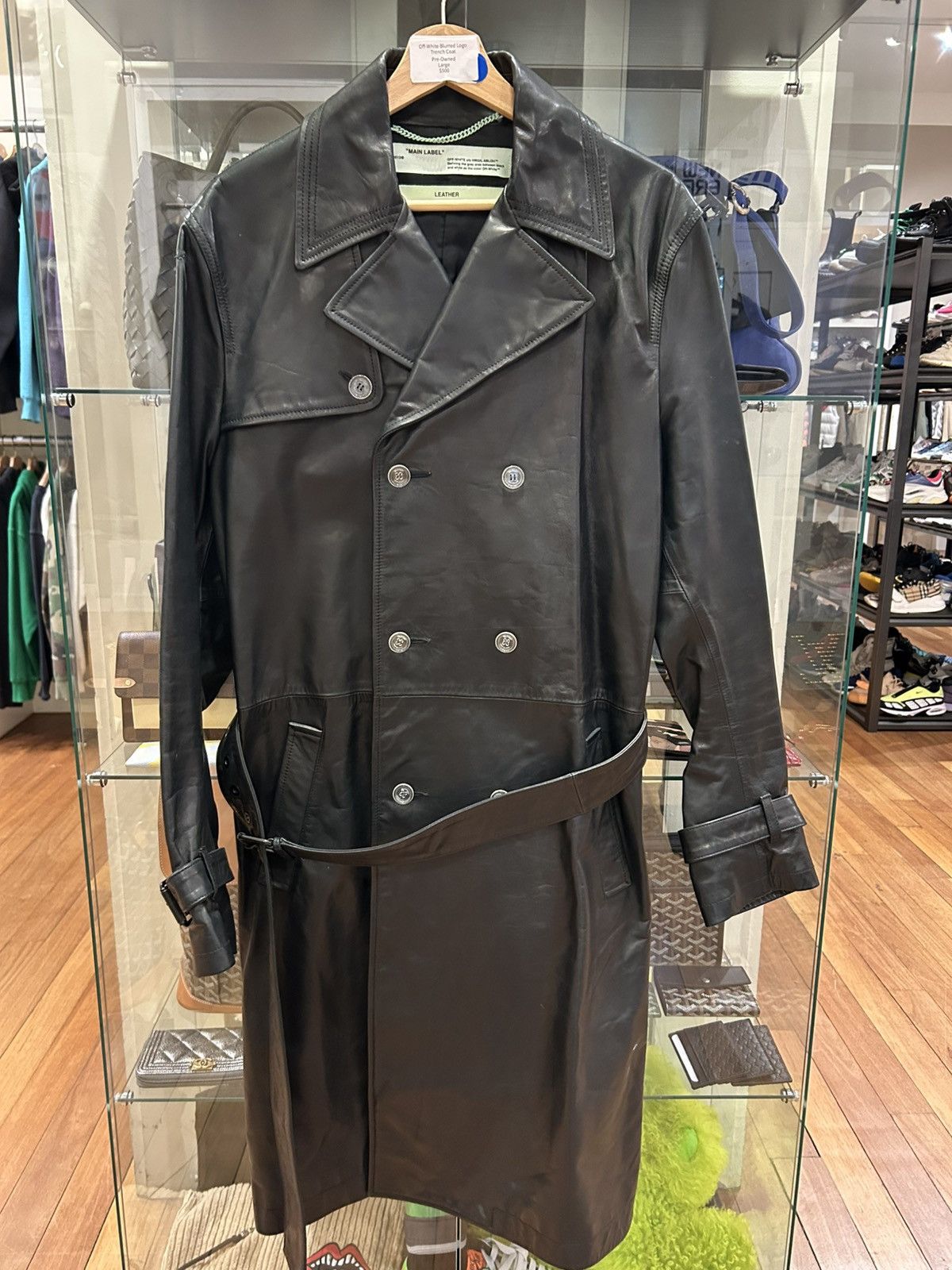 Off-White Off-White Blurred Logo Leather Trench Coat Size US L / EU 52-54 / 3 - 1 Thumbnail