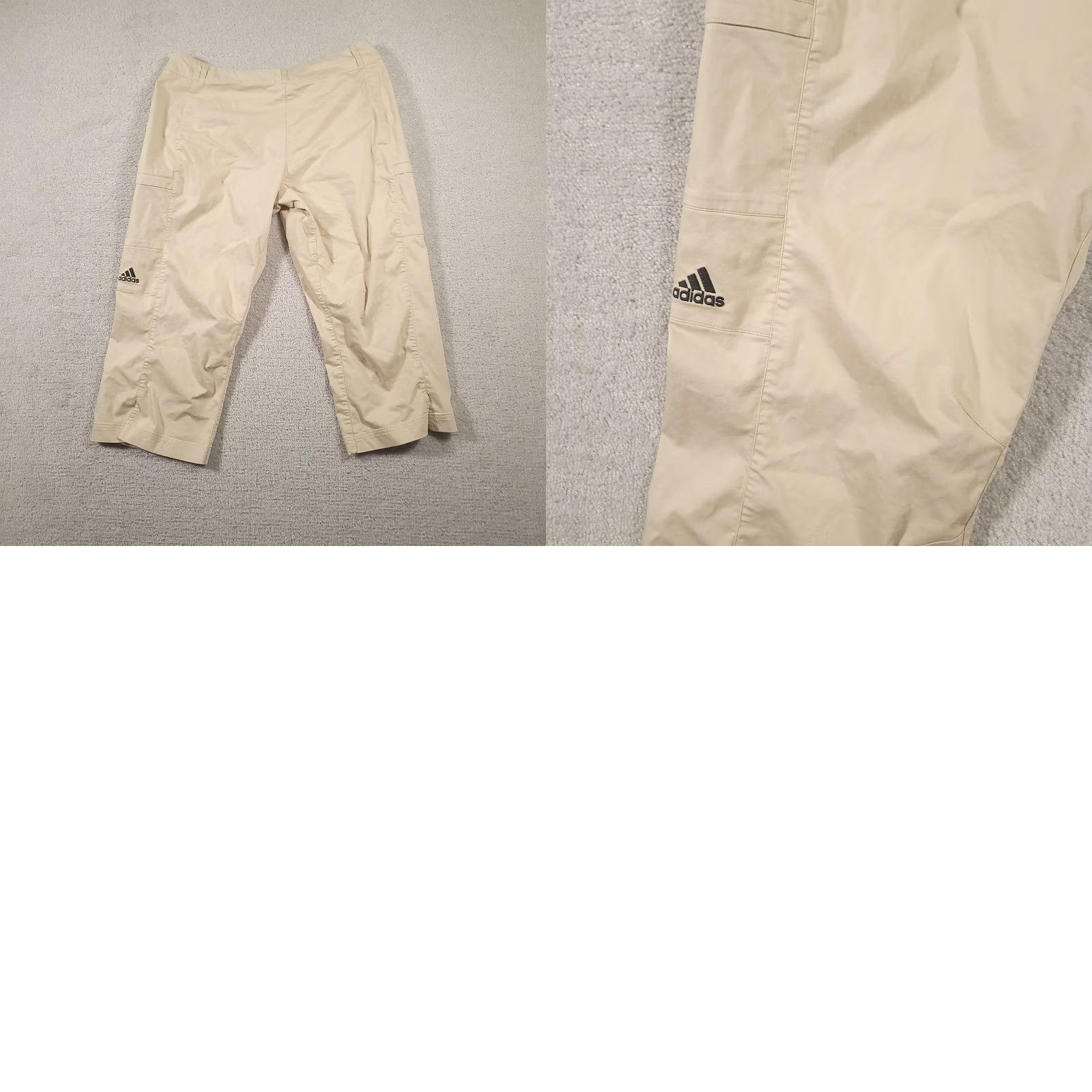 Adidas Adidas Capri Pants Womens 14 Khaki Beige Cargo Zip Pocket Embroidered Logo Sport Pants Capris 14 Beige Womens Size 36" / US 14 / IT 50 - 9 Thumbnail