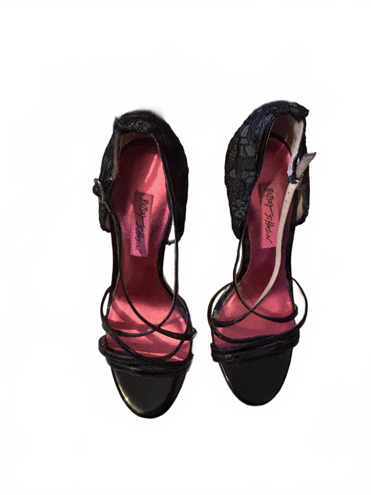 Other VINTAGE! Betsey Johnson Black Strappy Lace High Heel Sandals Size US 7 / IT 37 - 1 Thumbnail