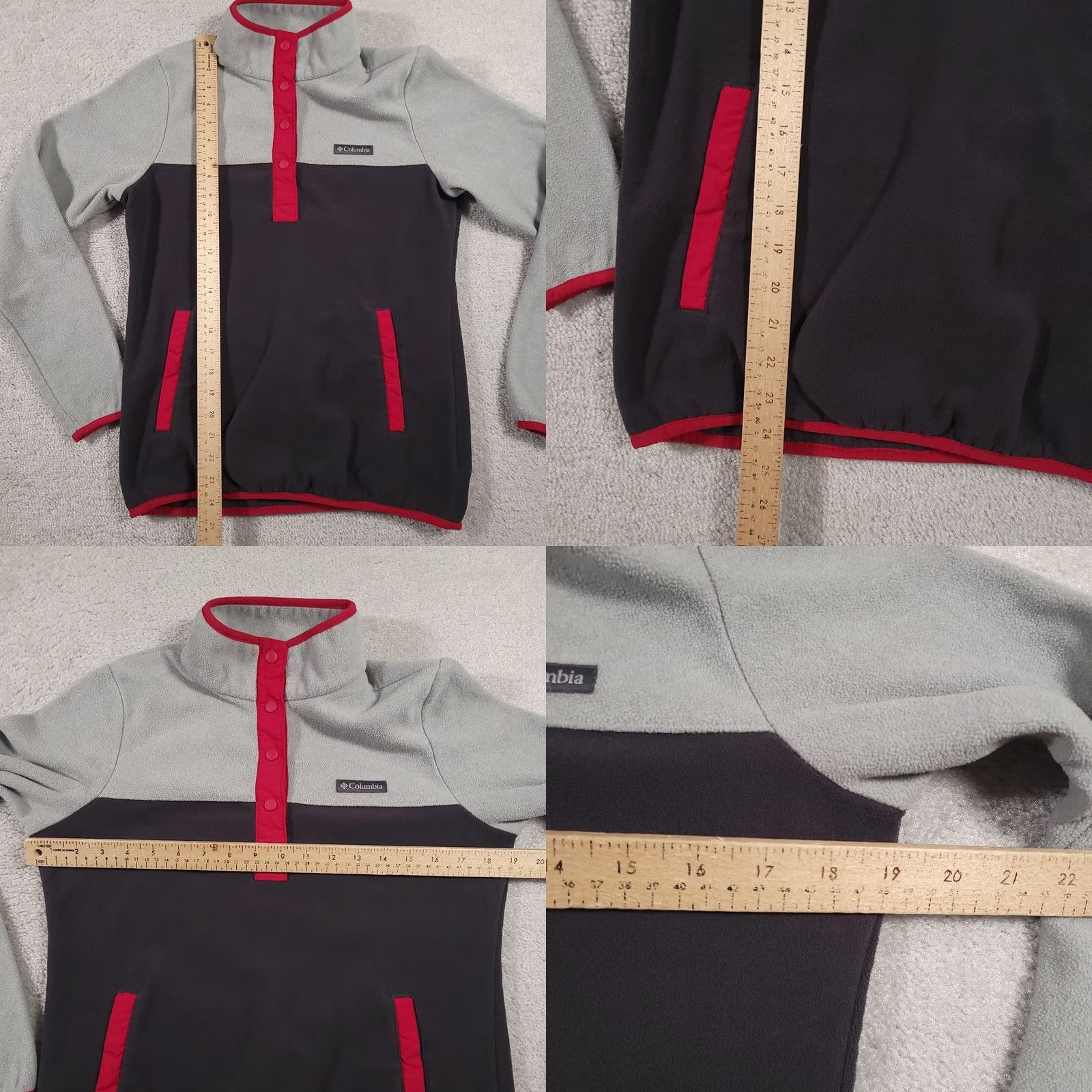 Vintage Columbia Pullover Womens Small Gray Black Red Fleece Snap Front Outdoor Jacket Size S / US 4 / IT 40 - 8 Thumbnail