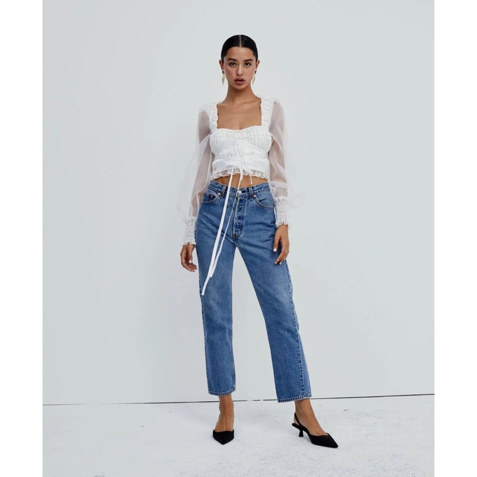 For Love & Lemons For Love & Lemons Gabrielle Top – White/Red – Size M – EUC Size M / US 6-8 / IT 42-44 - 2 Thumbnail