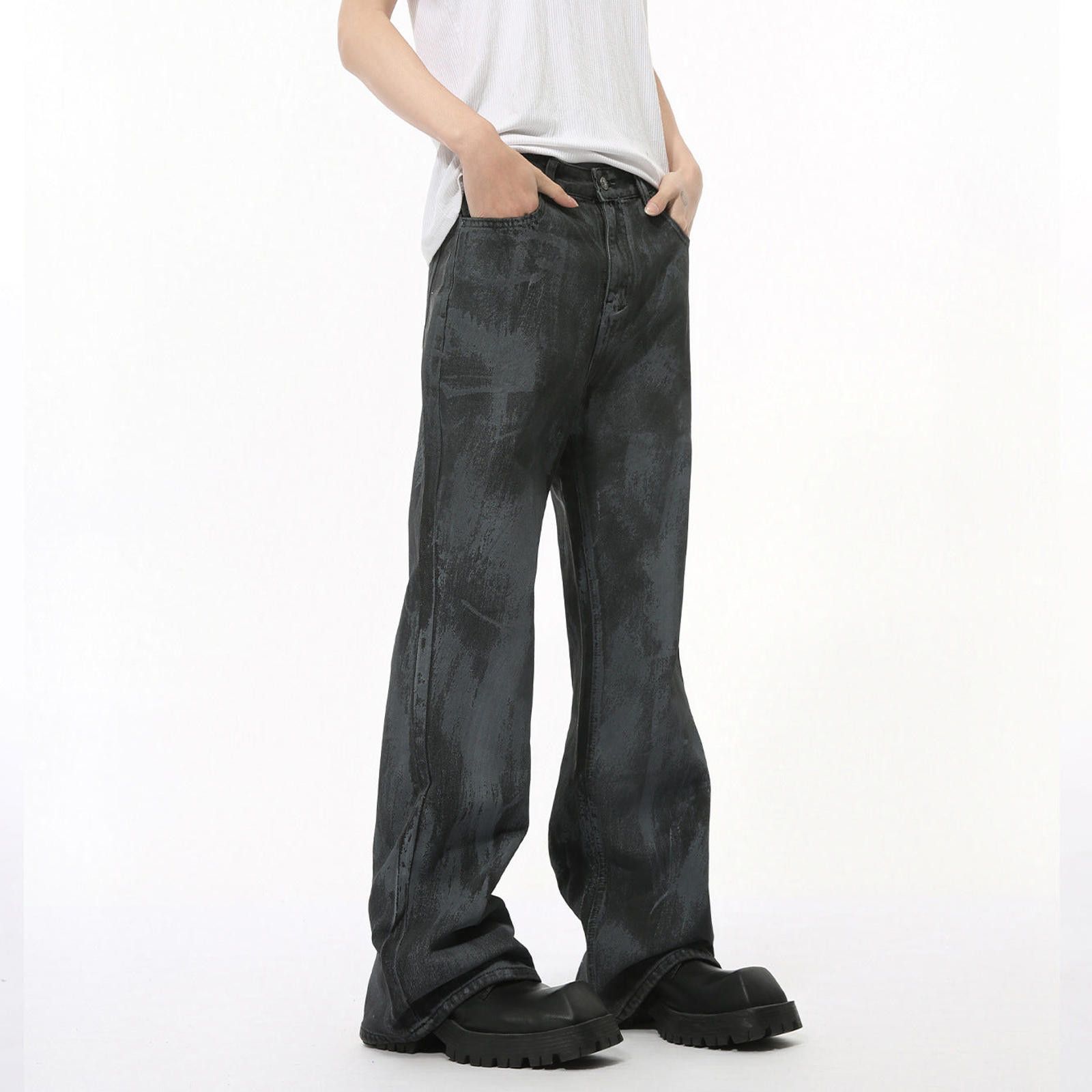 Japanese Brand Black Wide Leg Denim Jeans, Loose Fit Casual Pants Size US 32 / EU 48 - 3 Thumbnail