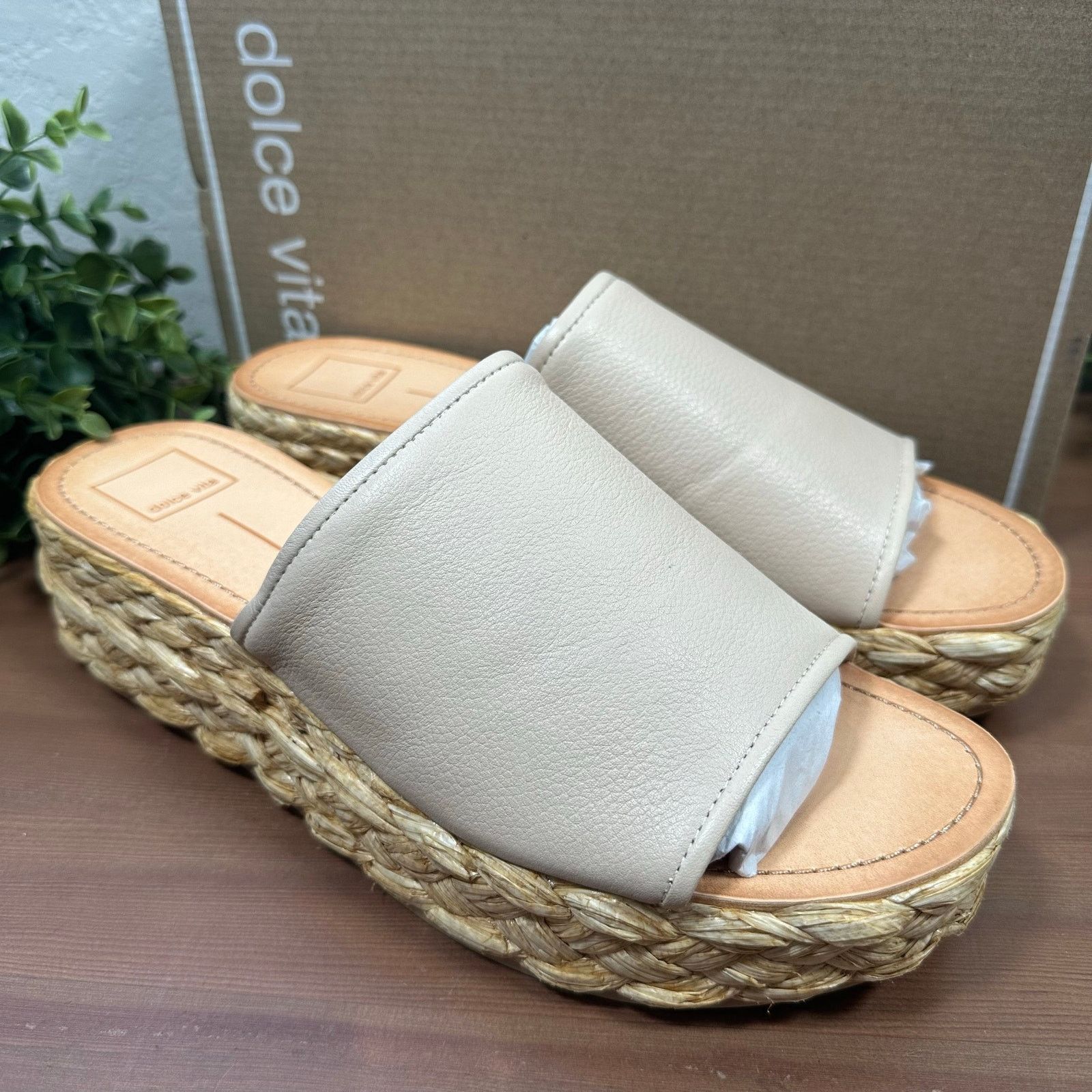 Dolce Vita Dolce Vita Pablos Raffia Bottom Slide Platforms Sandals Sand Size US 11 / IT 41 - 3 Thumbnail