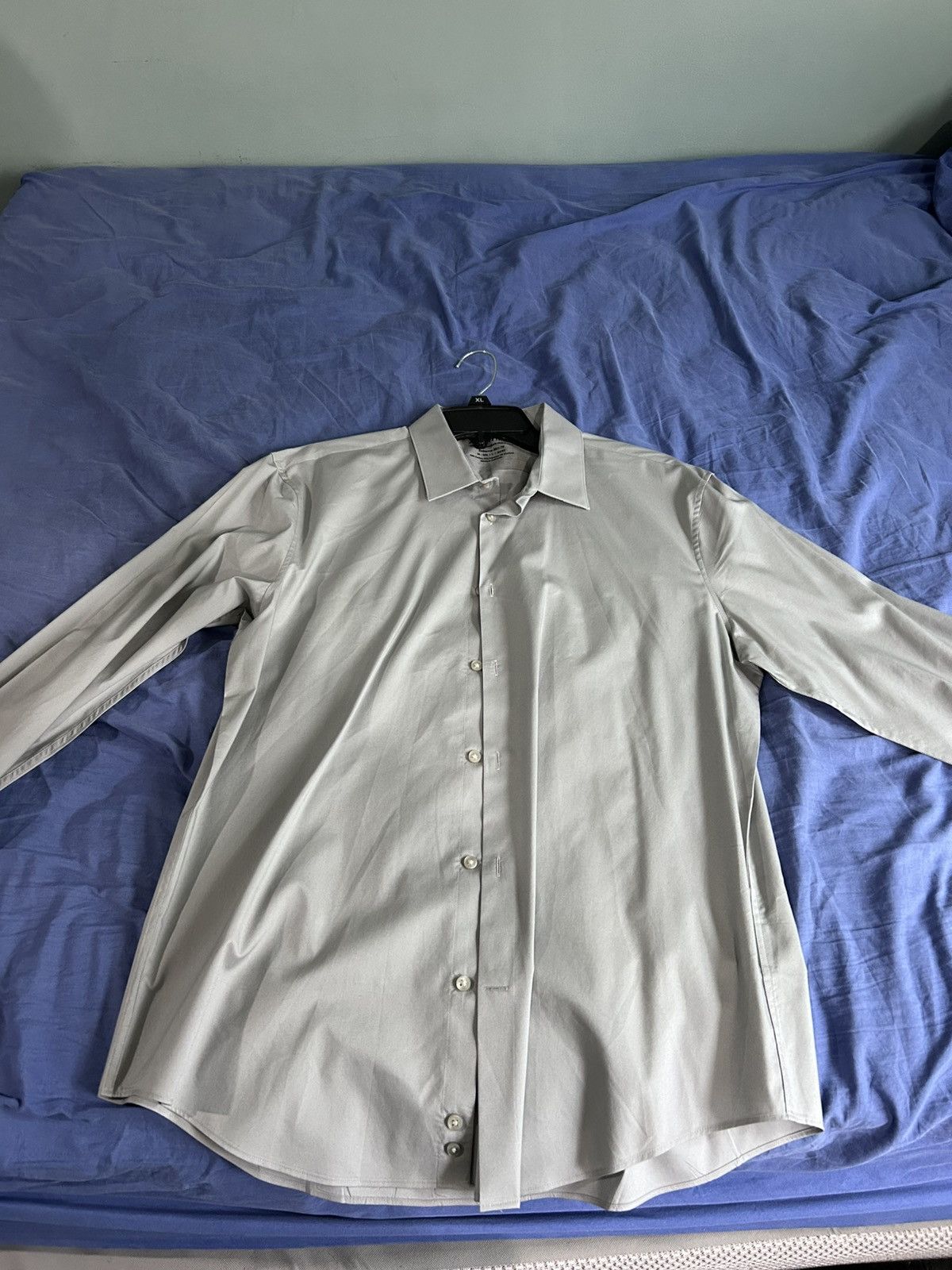 Calvin Klein Calvin Klein Slim Fit Dress Shirt – Solid Light Gray Size US XL / EU 56 / 4 - 4 Thumbnail