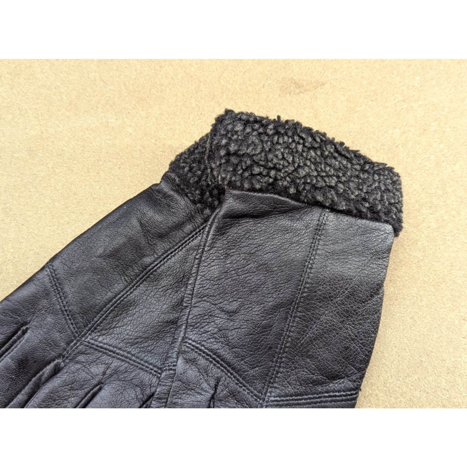 Vintage Genuine Leather Mens Gloves XL Black Lined Warm Winter Dressmann Leather Glove Mens XL Black Winter Gloves Size ONE SIZE - 5 Thumbnail
