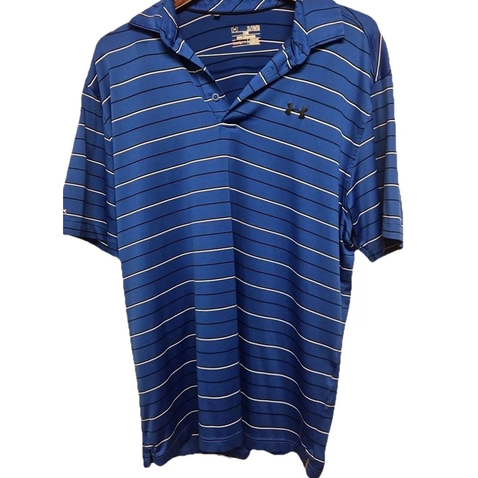 Under Armour Under Armour HeatGear Polo Shirt Men XL Blue Striped Athletic Golf Short Sleeve Collared Pullover Size US XL / EU 56 / 4 - 2 Thumbnail