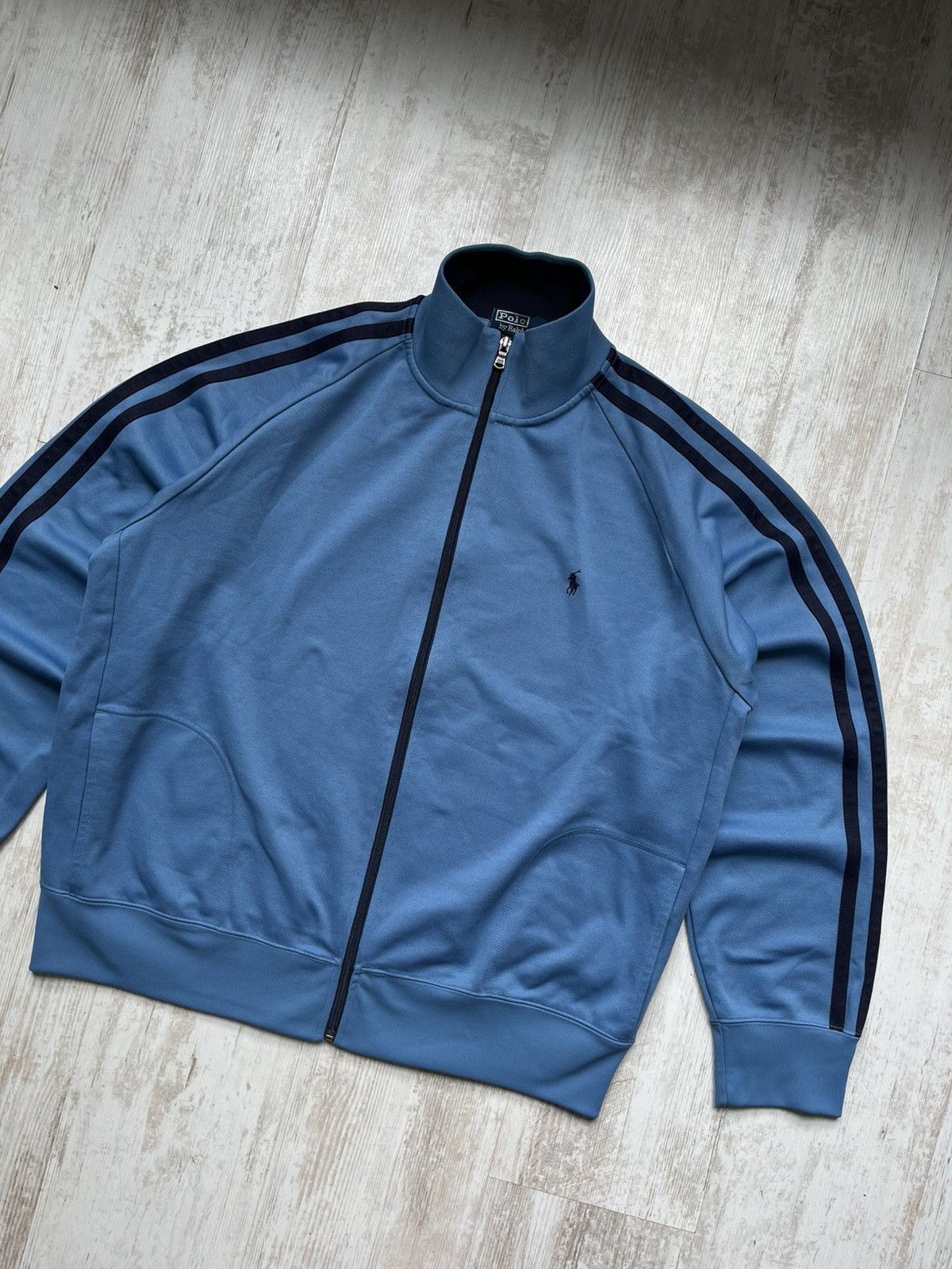 Polo Ralph Lauren × Vintage Vintage 90s Polo RL Blue Track Jacket Full Zip Logo Athletic Size US XL / EU 56 / 4 - 4 Thumbnail