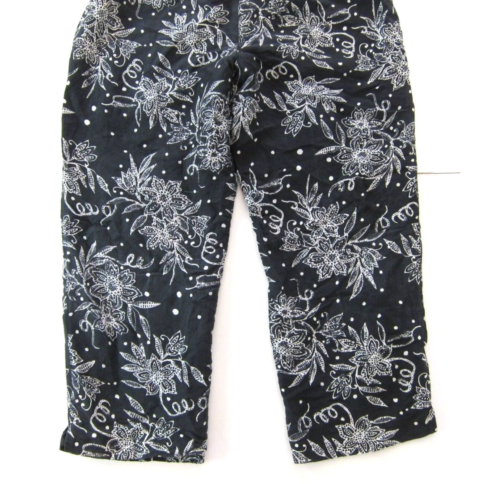 Vintage Silkland 100% Silk Black White Floral Lined High Rise Capri Chino Pant Women 6 Size 28" / US 6 / IT 42 - 7 Thumbnail