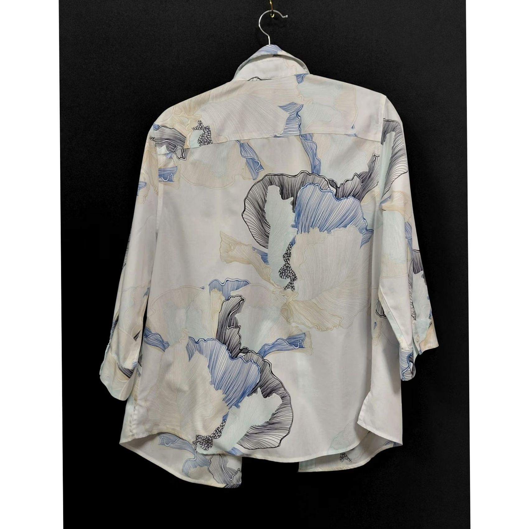 Vintage Chico'S Blue Cotton Womens Shirt - 3/4 Sleeve - Size 12/14 Size XL / US 12-14 / IT 48-50 - 2 Thumbnail