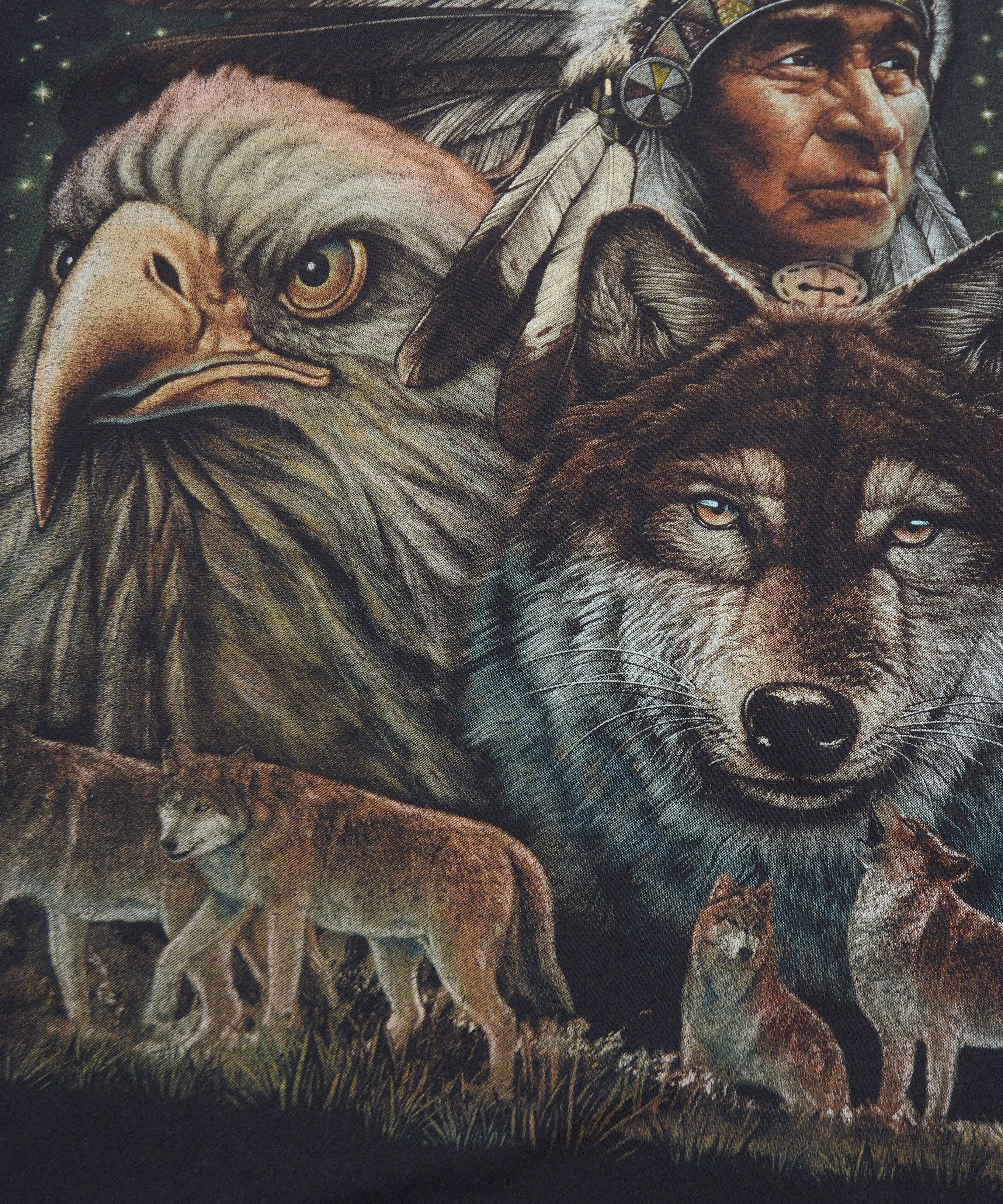 Vintage Vintage Rock Eagle Wild Indian Chief Wolves American heavy Size US XL / EU 56 / 4 - 5 Thumbnail