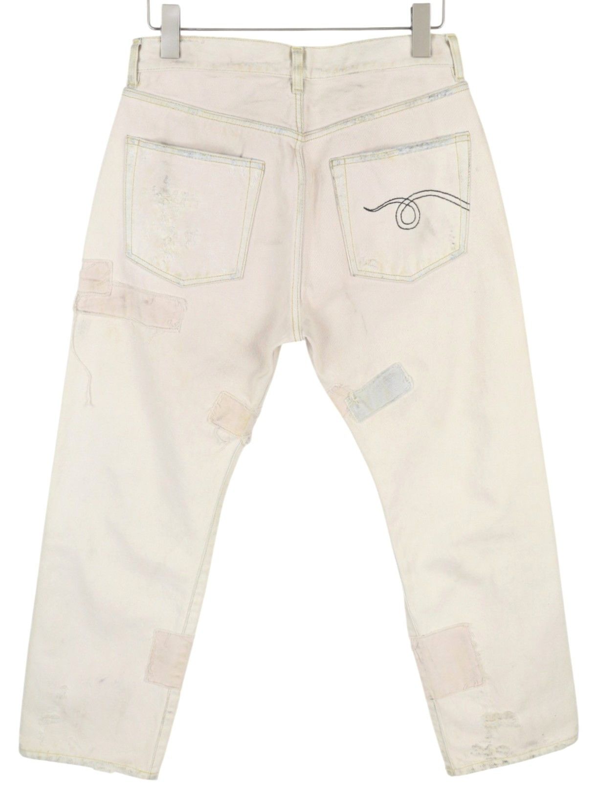 R13 BOYFRIEND 27 Pale Pink Ripped Patches Cropped Jeans 86201 Size 27" / US 4 / IT 40 - 2 Thumbnail