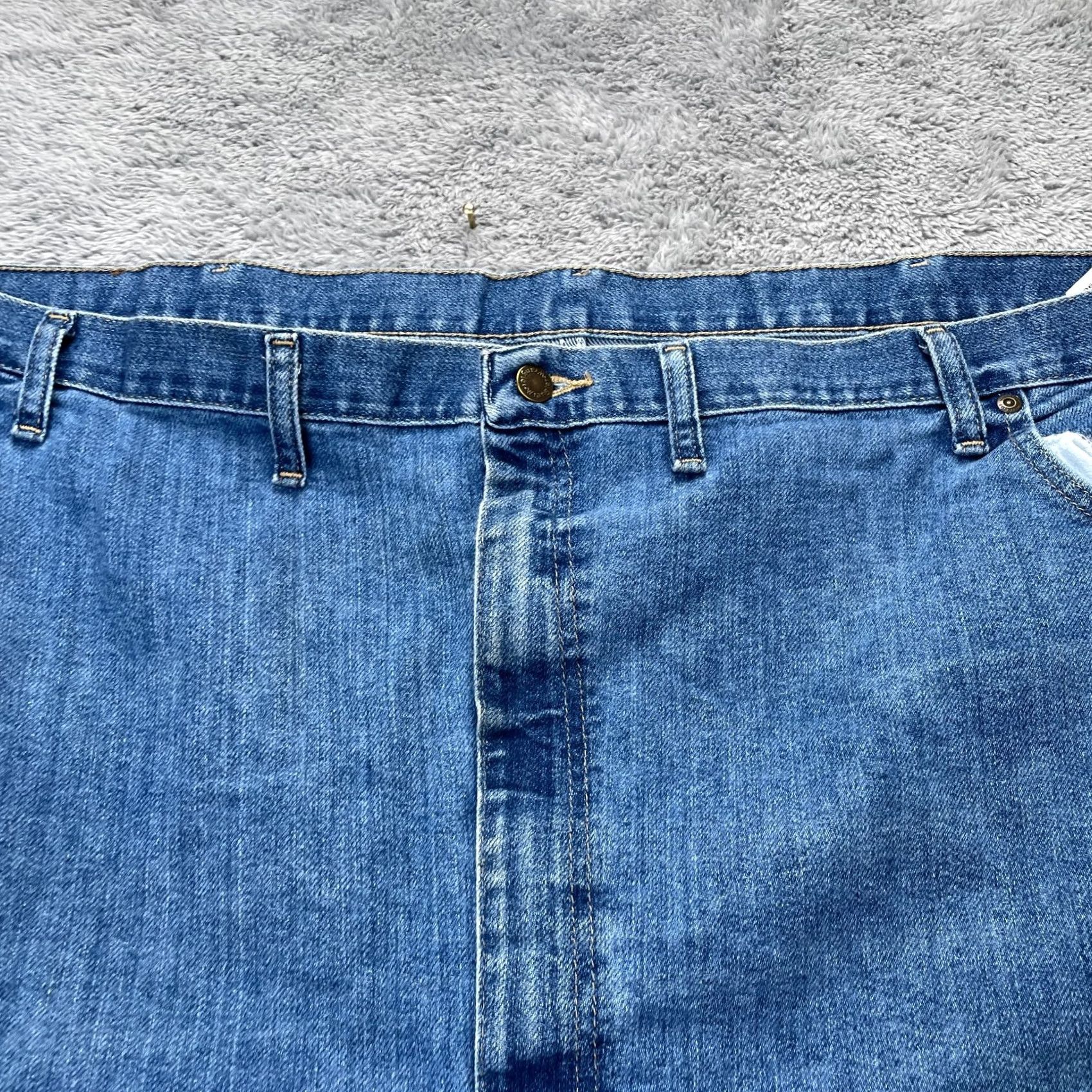 Wrangler VINTAGE Wrangler Jeans Mens 54x28 Blue Cowboy Cut Stretch Flex Straight Denim Work Ranch Jeans Mens 54 Blue Cowboy Western 54x28 Big & Tall Mens Size US 38 / EU 54 - 3 Thumbnail