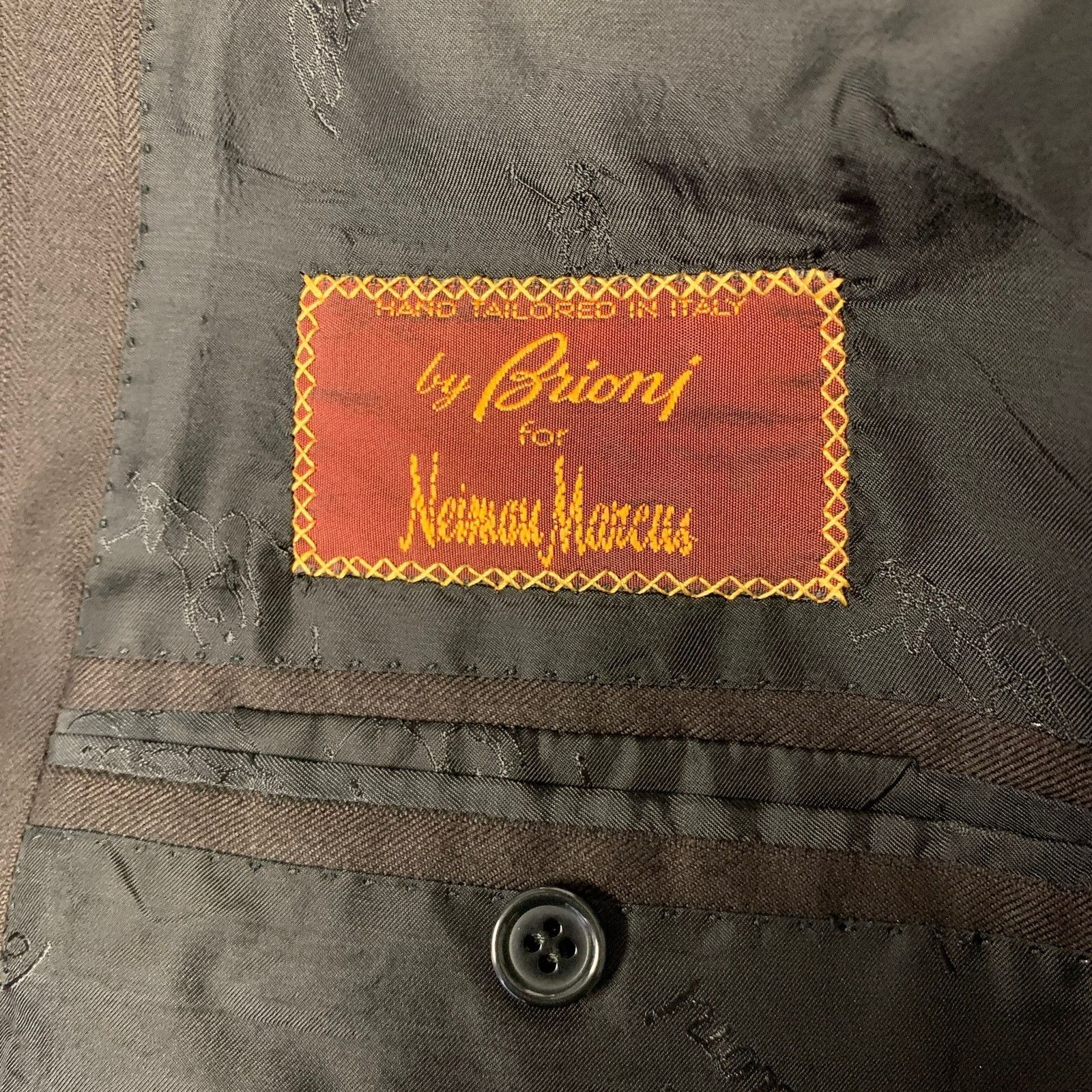 Brioni BRIONI 48R Black Brown Stripe Wool Blend Notch Lapel Suit Size 48R - 6 Thumbnail