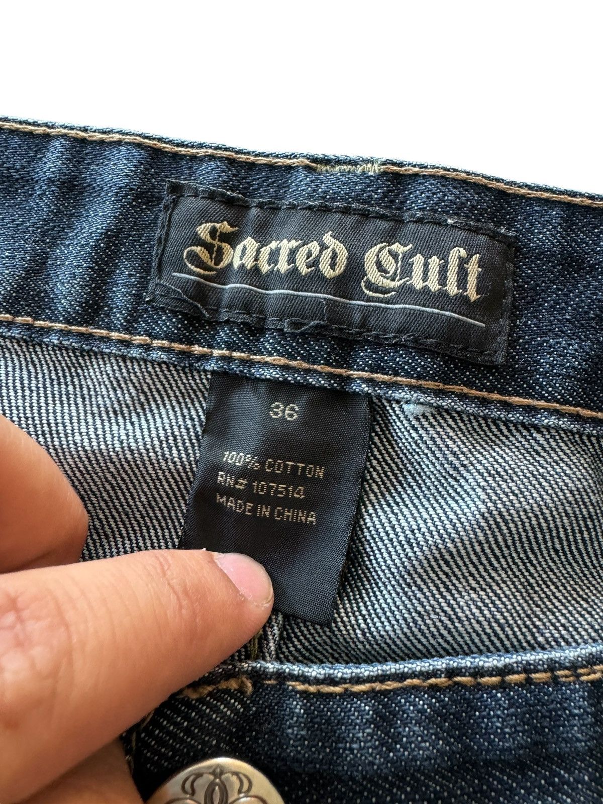 Other Distressed Sacred Cult Embroidered Baggy Faded Y2K Jeans Size US 36 / EU 52 - 6 Thumbnail
