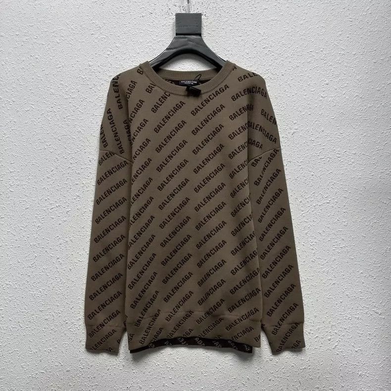 Balenciaga Balenciaga Barrage Brown Printed Logo Wool Sweater Size US XS / EU 42 / 0 - 2 Thumbnail