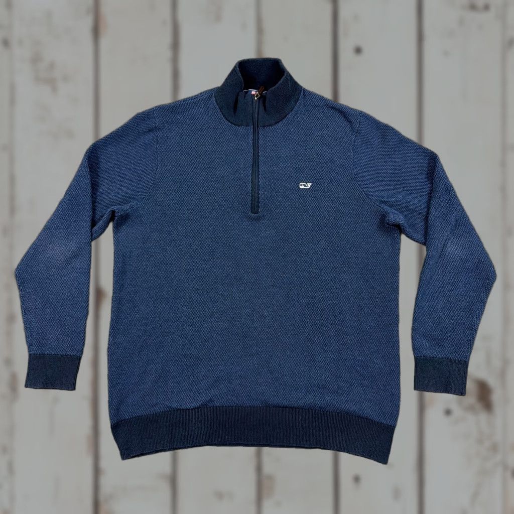 Vineyard Vines Vineyard Vines Sweater Mens L Blue Knit 1/4 Zip Mock Logo Wool Long Sleeve Beck Logo Size US L / EU 52-54 / 3 - 1 Thumbnail