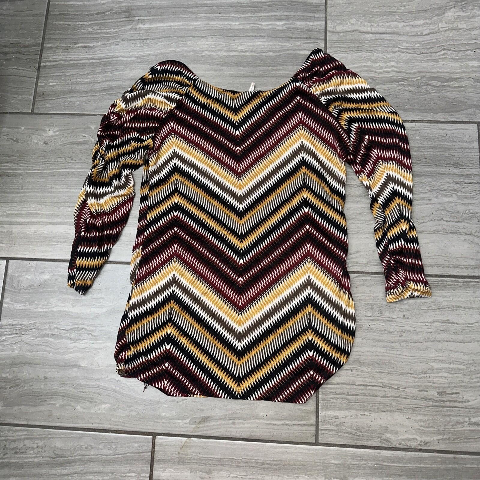 Other To To Collection Chevron Striped Gold Blouse L 1/4 Sleeve Size L / US 10 / IT 46 - 7 Thumbnail