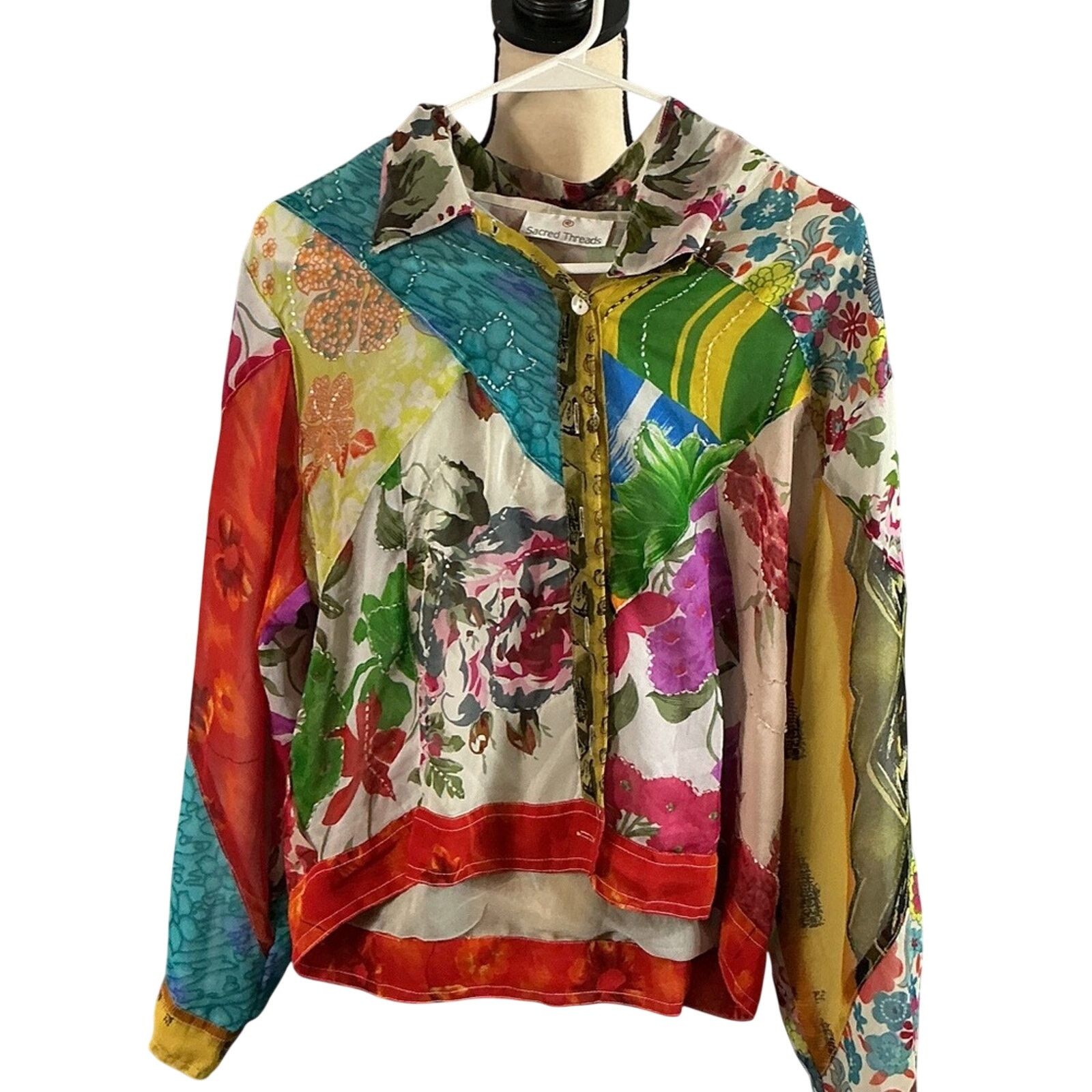 Other Sacred Threads Patchwork Boho Top Size Large Colorful Button Size L / US 10 / IT 46 - 1 Thumbnail