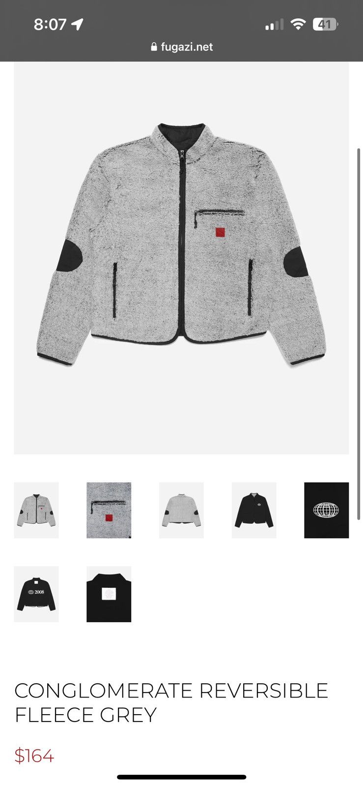 Fugazi 🔥FUGAZI🔥Conglomerate Reversible Fleece Grey Size US M / EU 48-50 / 2 - 4 Thumbnail