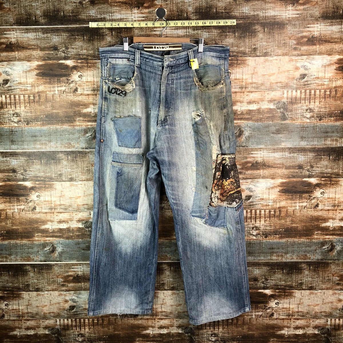 Japanese Brand Lot 29 Blue patchwork Distressed Denim Pants #A2152 Size US 36 / EU 52 - 1 Thumbnail