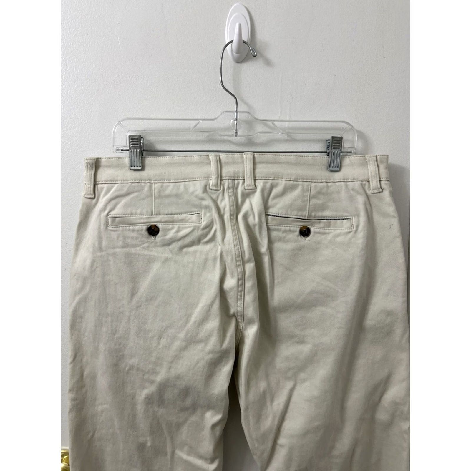 Vintage Elliot Mulryan Pants Mens 32x30 Beige Flat Front Chino Straight Leg Trousers Size US 32 / EU 48 - 7 Thumbnail