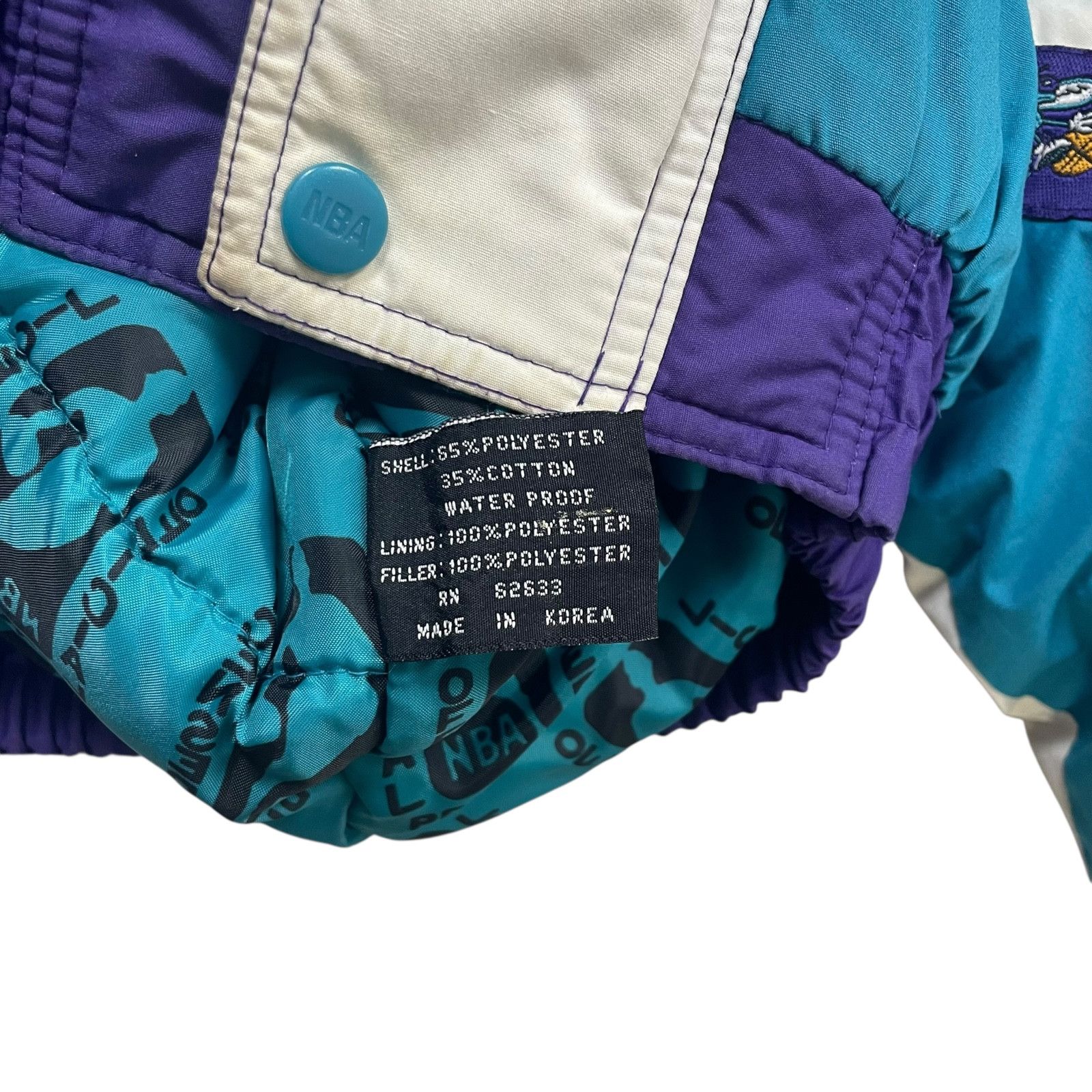 NBA × Pro Player × Vintage 90s CHARLOTTE HORNETS PRO PLAYER PUFFER JACKET HOODIE Size XL / US 12-14 / IT 48-50 - 7 Thumbnail