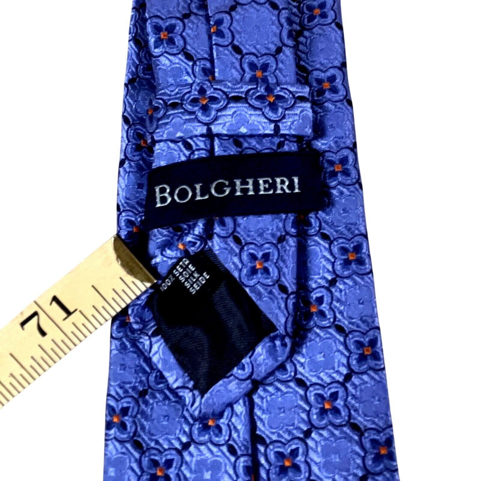 Other Bolgheri Silk Tie Blue Periwinkle Orange Foulard Jacquard Size ONE SIZE - 3 Thumbnail
