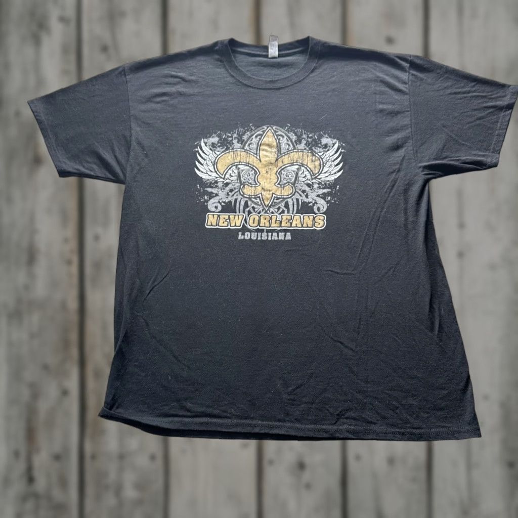 Jerzees Jerzees Shirt Mens XL Black New Orleans Louisiana Fleur De Lis Graphic Tee Size US XL / EU 56 / 4 - 1 Thumbnail