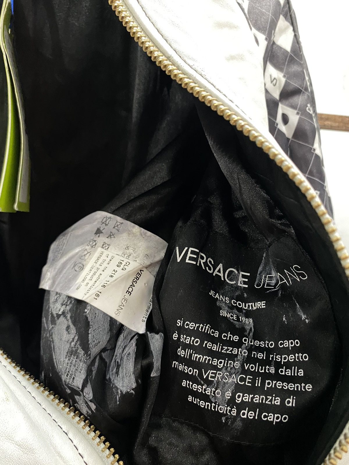 Versace VERSACE JEANS DAMIER LEATHER BOMBER JACKET Size XXS / US 00 / IT 34 - 6 Thumbnail