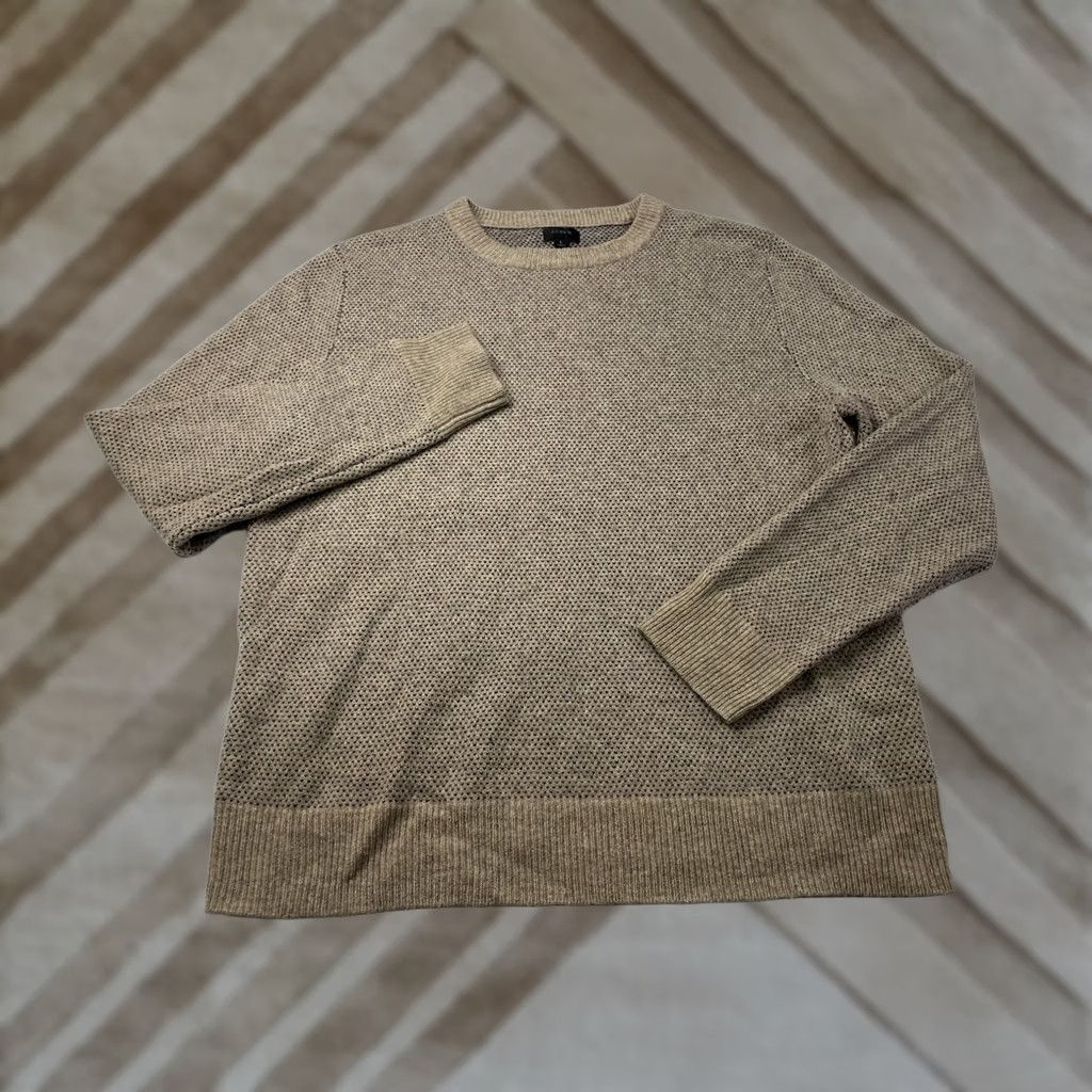 Vintage J Crew Men's L Merino Wool Birdseye Sweater Crewneck Pullover Donegal Preppy Beige Size US L / EU 52-54 / 3 - 1 Thumbnail