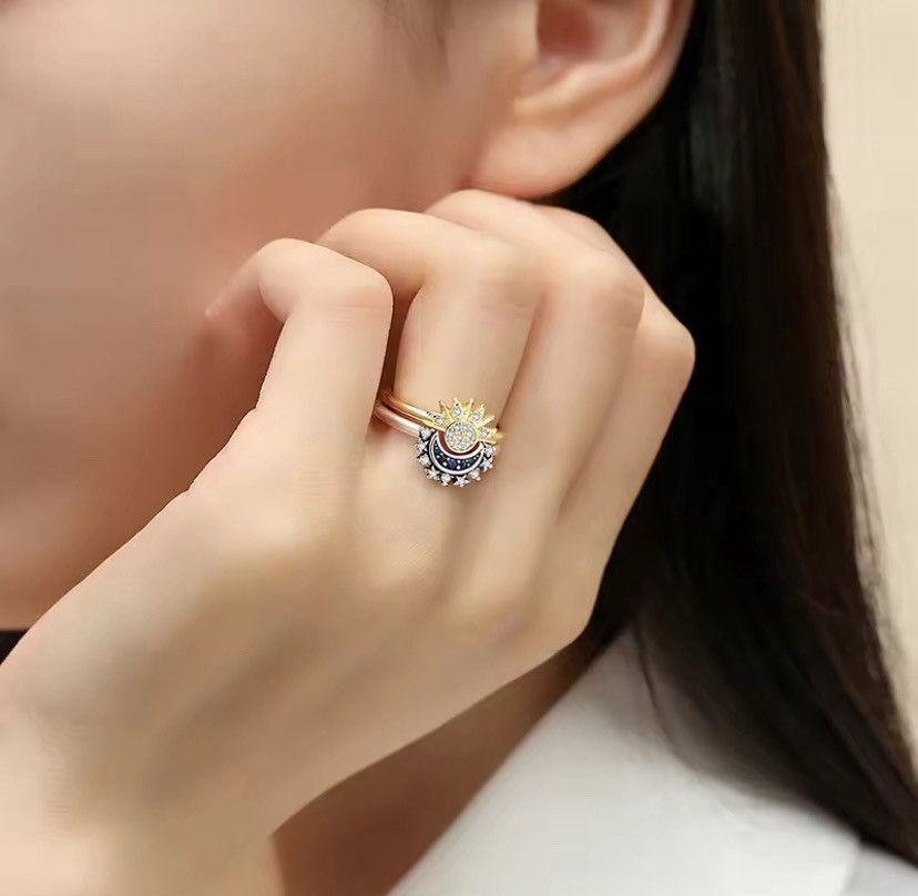 Sterling Silver Wishbone Moon Sun Ring Size ONE SIZE - 3 Thumbnail