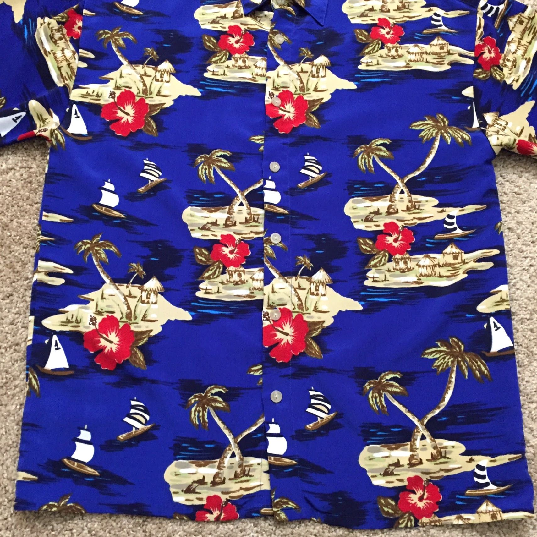 Vintage Ringo Sport Shirt Mens Small Blue Hawaiian Floral Microfiber Short Sleeve Button Up Size US S / EU 44-46 / 1 - 5 Thumbnail