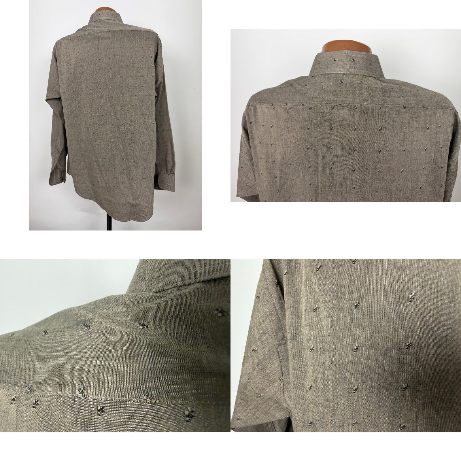 Geoffrey Beene VINTAGE Geoffrey Beene Dress Shirt Men XL Beige Pattern 80s 90s Hipster Preppy Classic Collared Long Sleeve Barrel Cuff 17 in 34/35 Size 46R - 8 Thumbnail