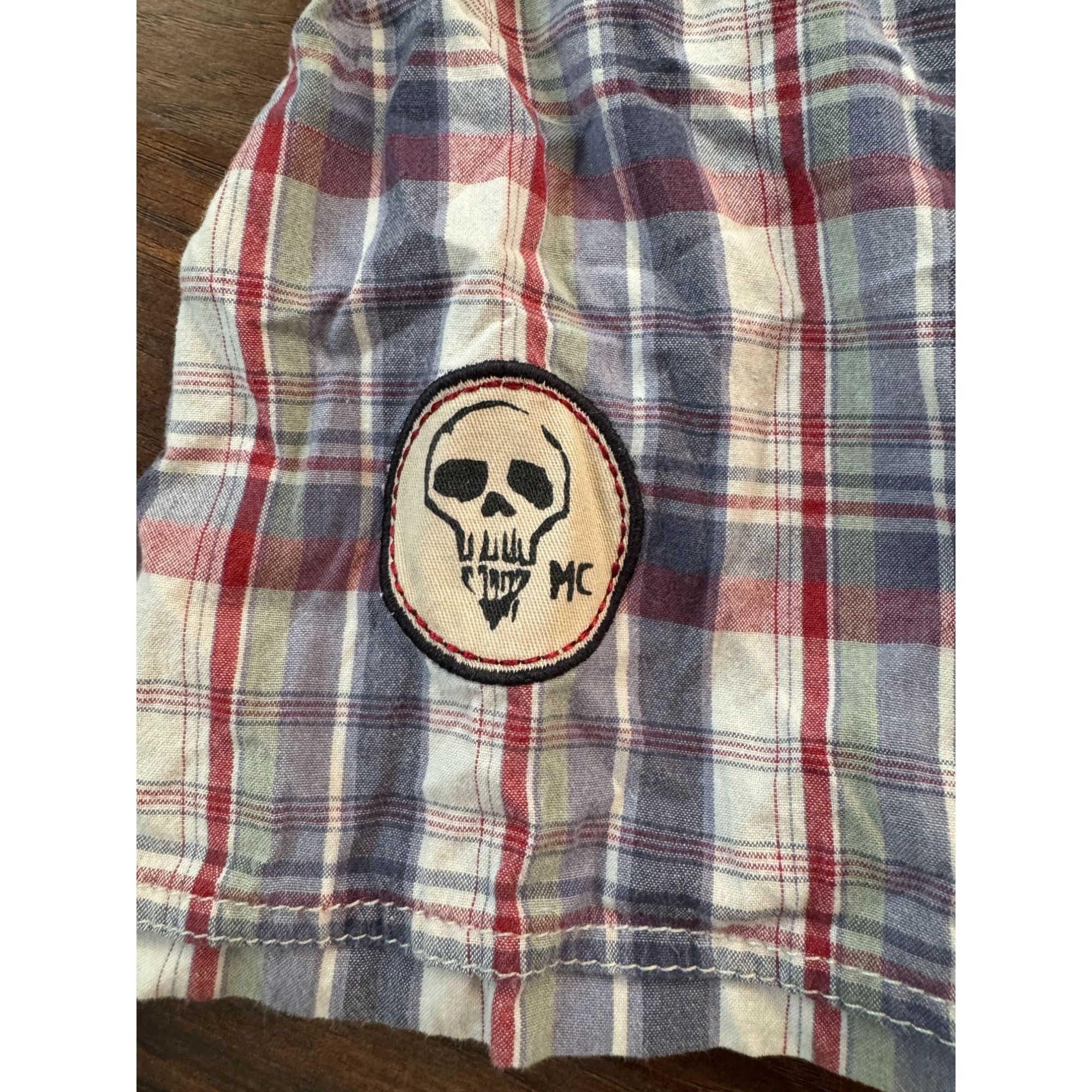 Harley Davidson Harley-Davidson Red/White/Blue Plaid S Sleeve Button-Up Shir Size US L / EU 52-54 / 3 - 6 Thumbnail