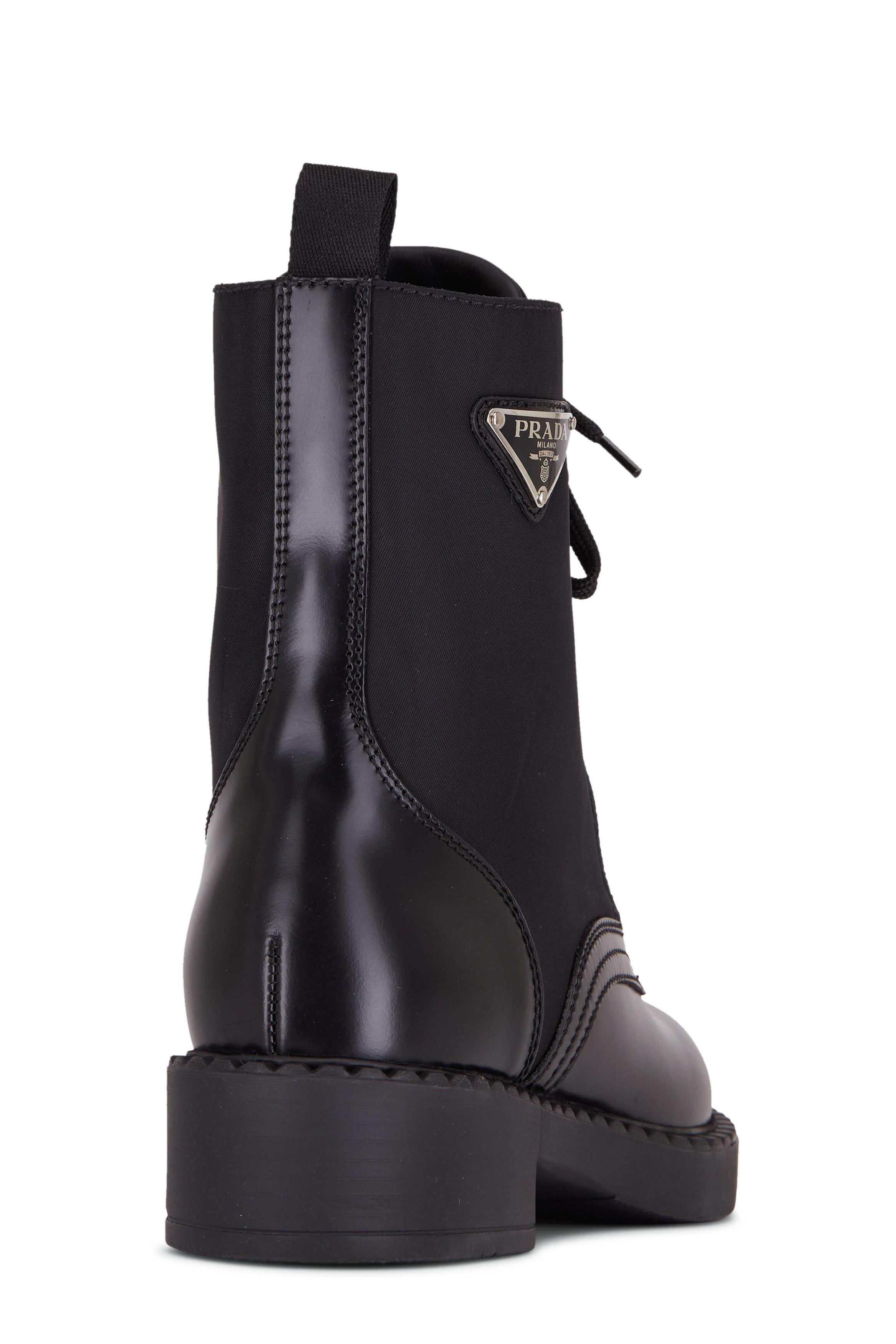 Prada Prada Black Lace Up Combat Military Ankle Mid Calf Boot 36.5 Size US 6.5 / IT 36.5 - 14 Thumbnail