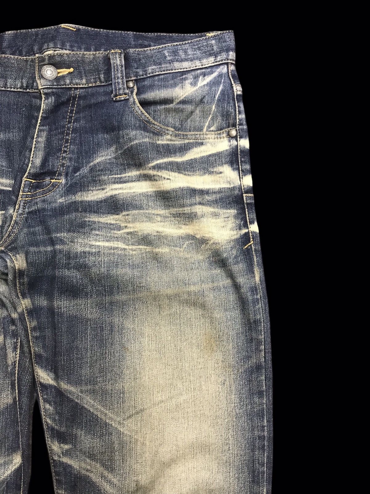 Japanese Brand 💥FLARE💥Tornado Mart Claws Fades ARCHIVAL Dirty Denim F239 Size US 32 / EU 48 - 4 Thumbnail