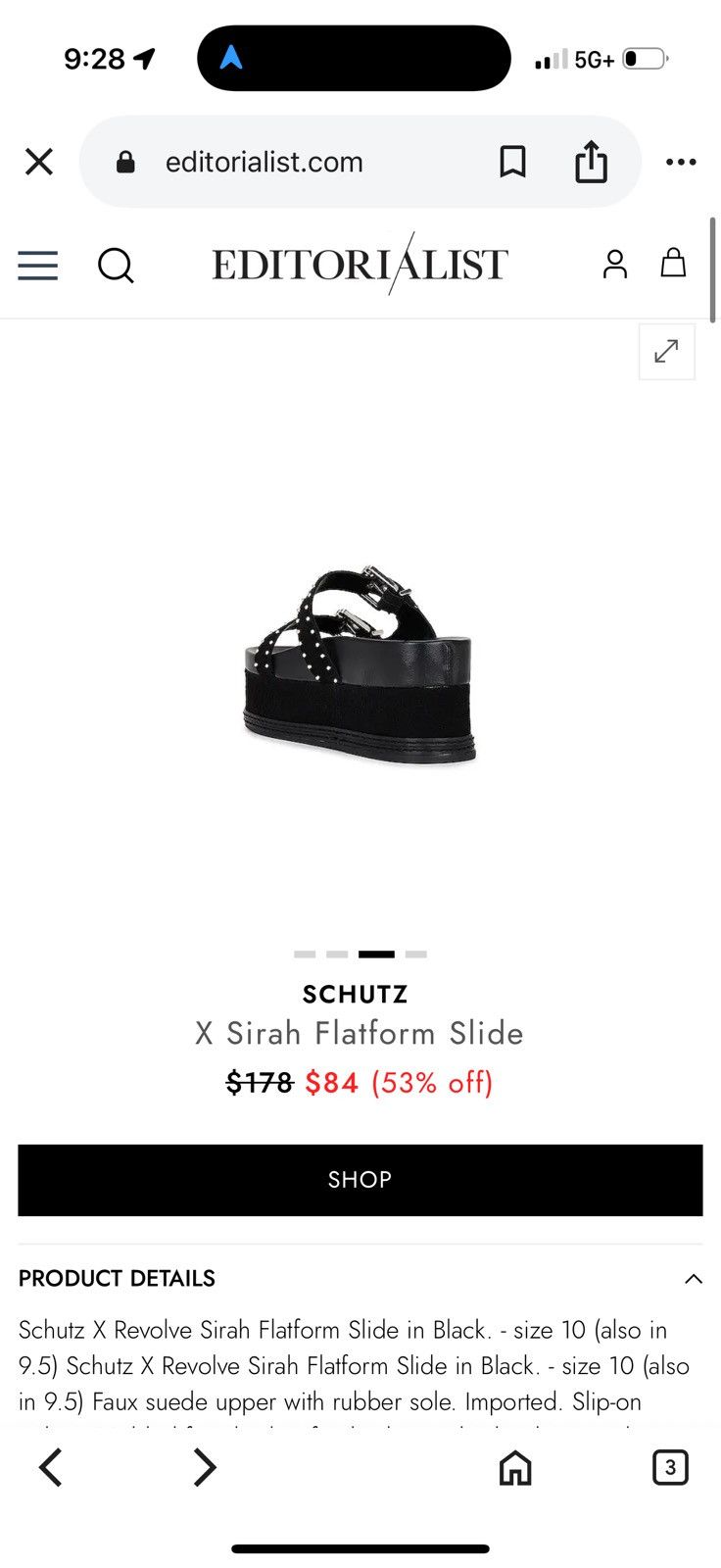 SCHUTZ Schutz X Revolve Sirah Flatform Slide – Black (8.5) Size US 8.5 / IT 38.5 - 4 Thumbnail